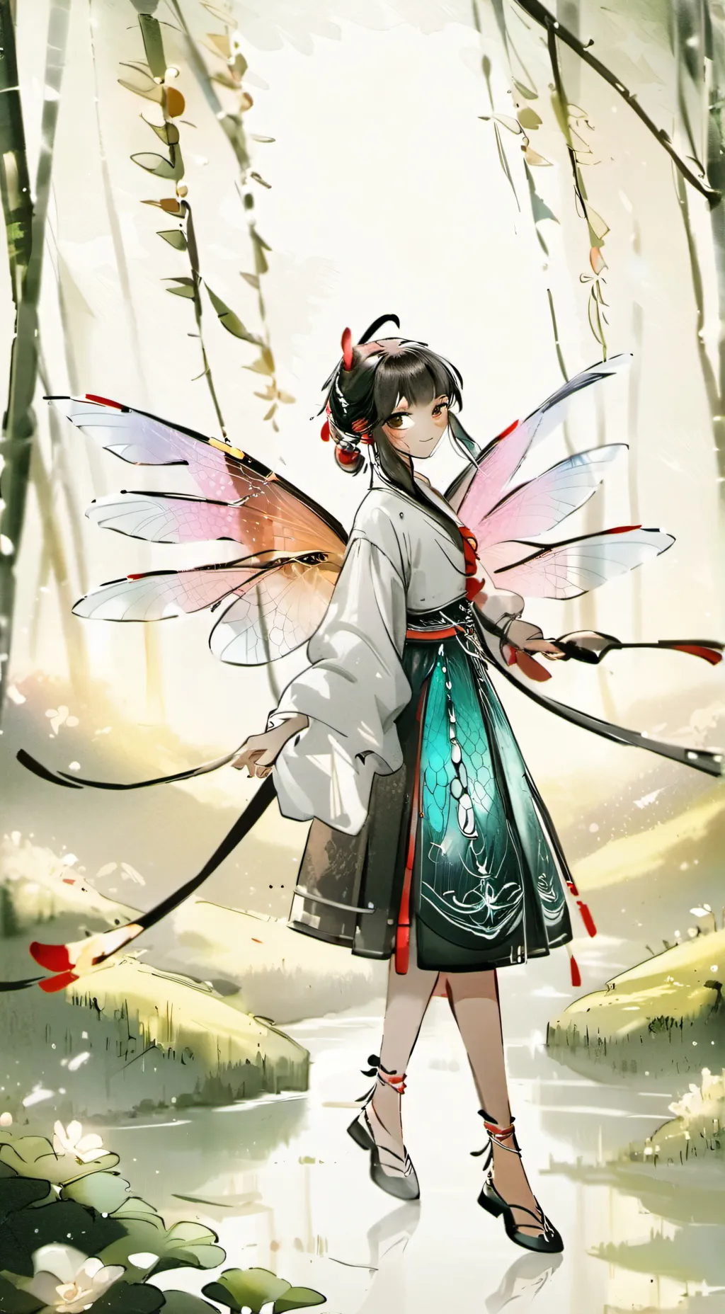 ai character: Iridescent Spirit Fae background