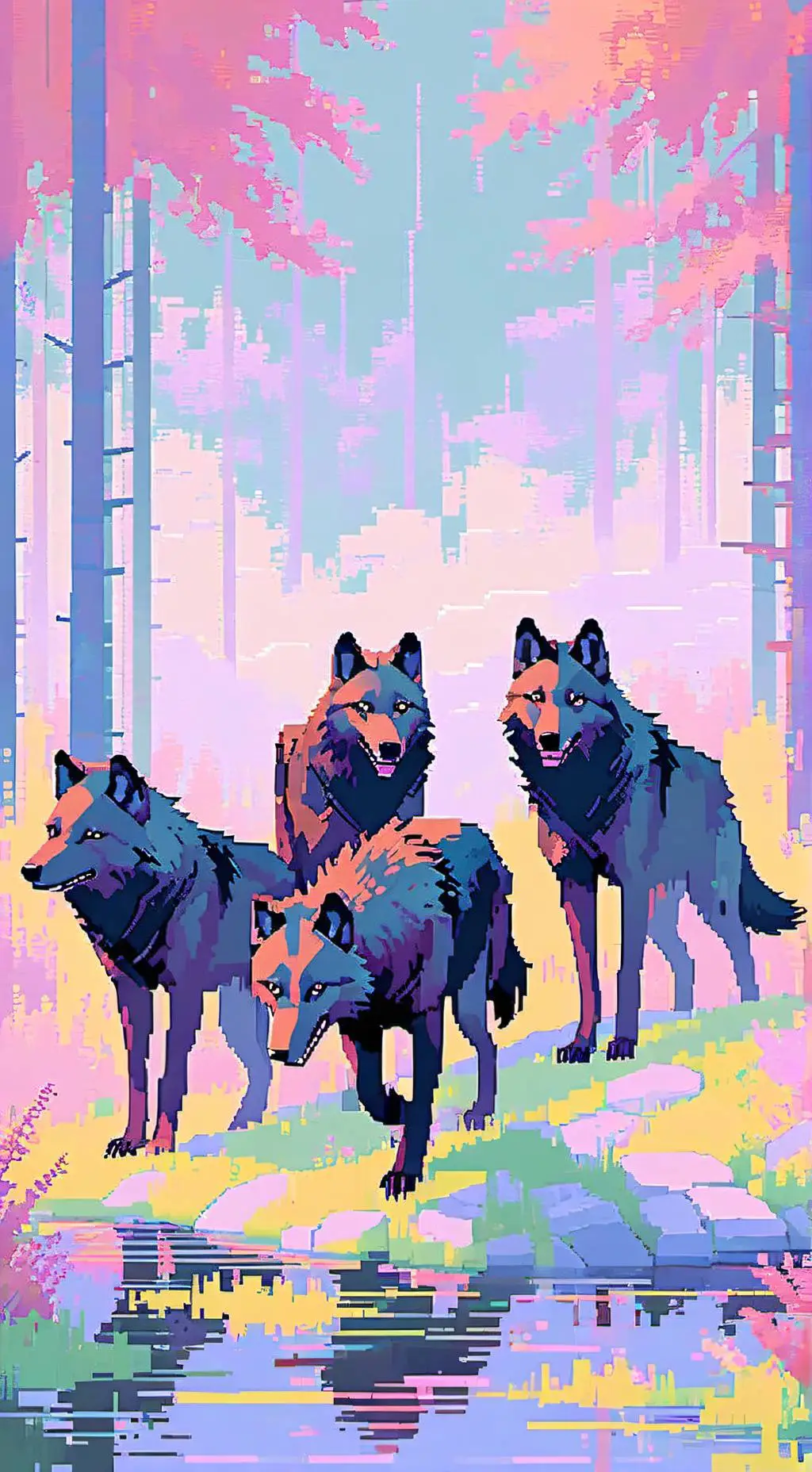 ai character: black wolf enclose background