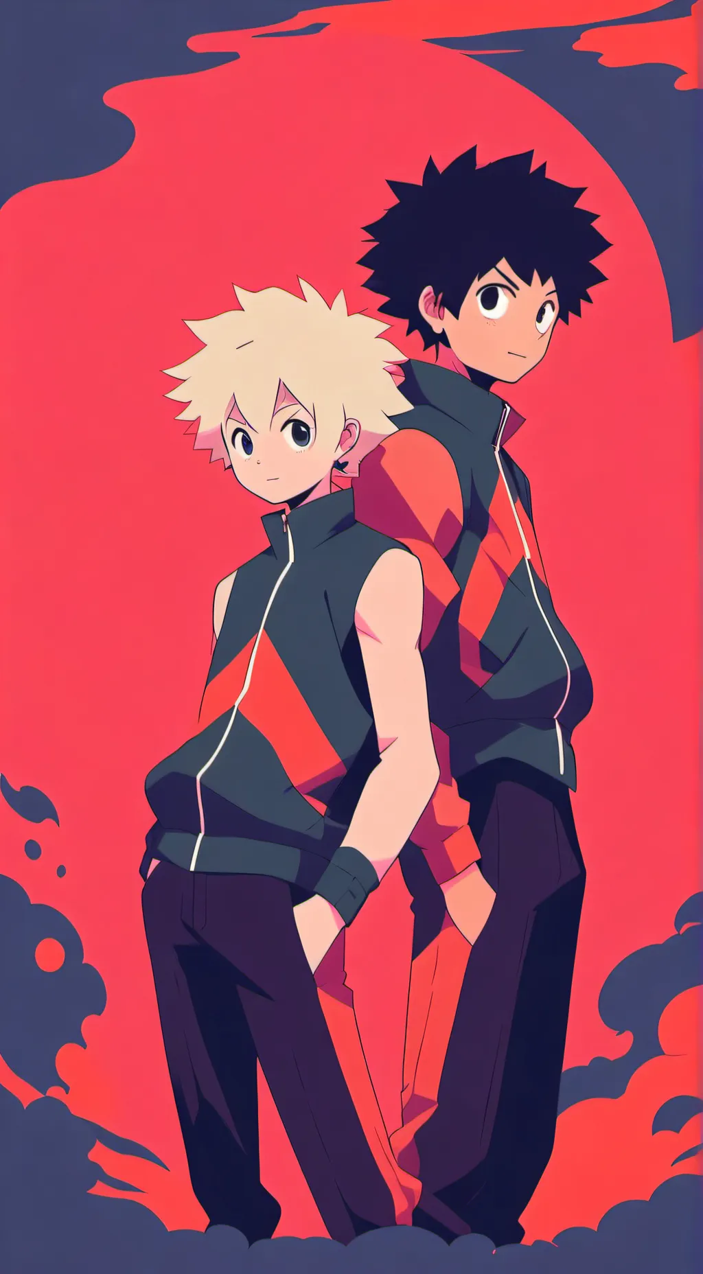 ai character: bakugo y deku XD  background