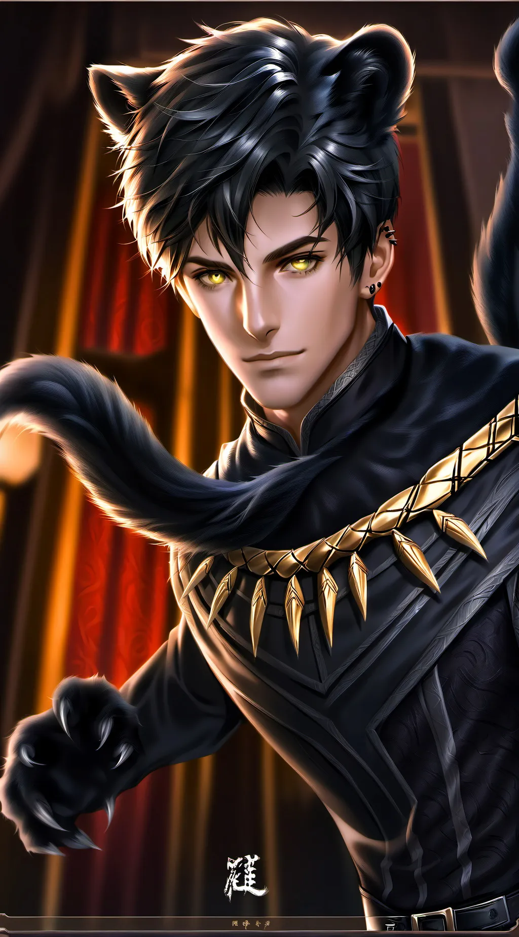 ai character: Midnight Panther Furry background