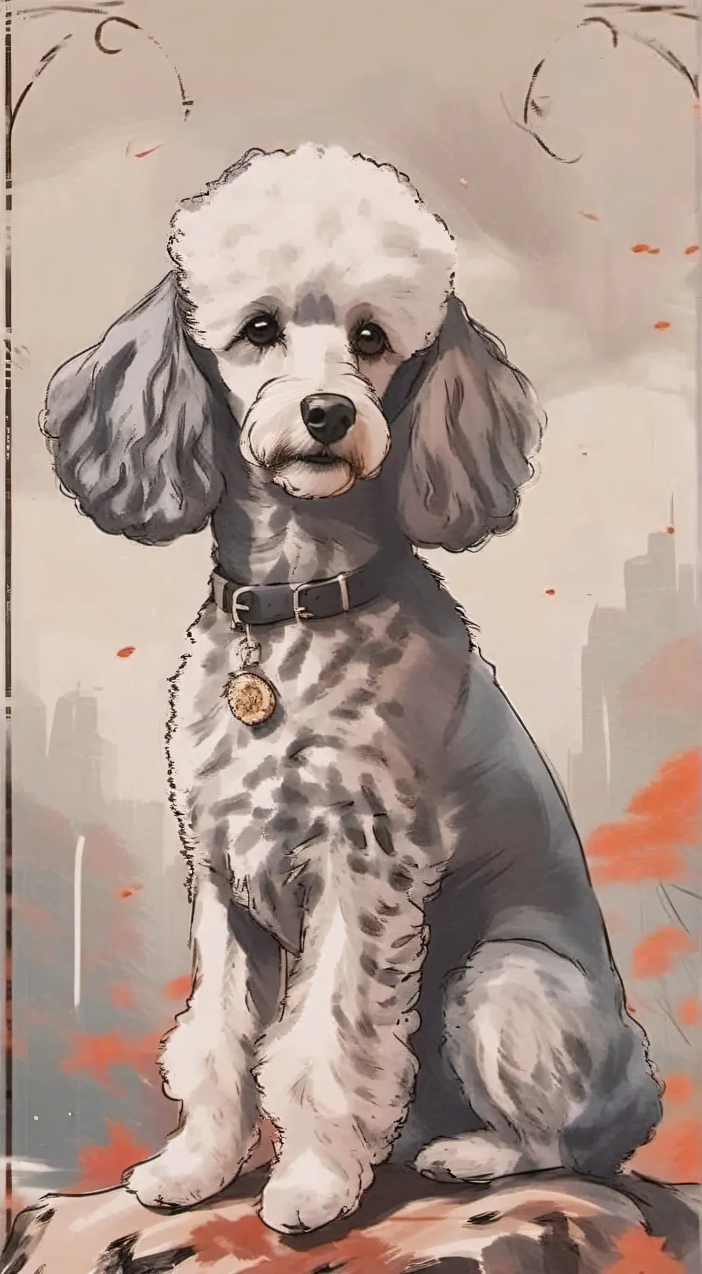 ai character: Strudel the poodle background