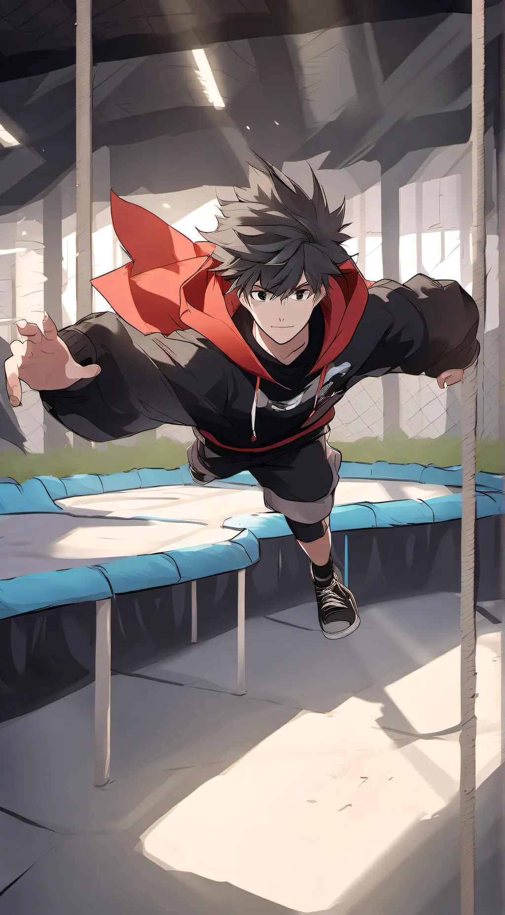 ai character: trampoline park background