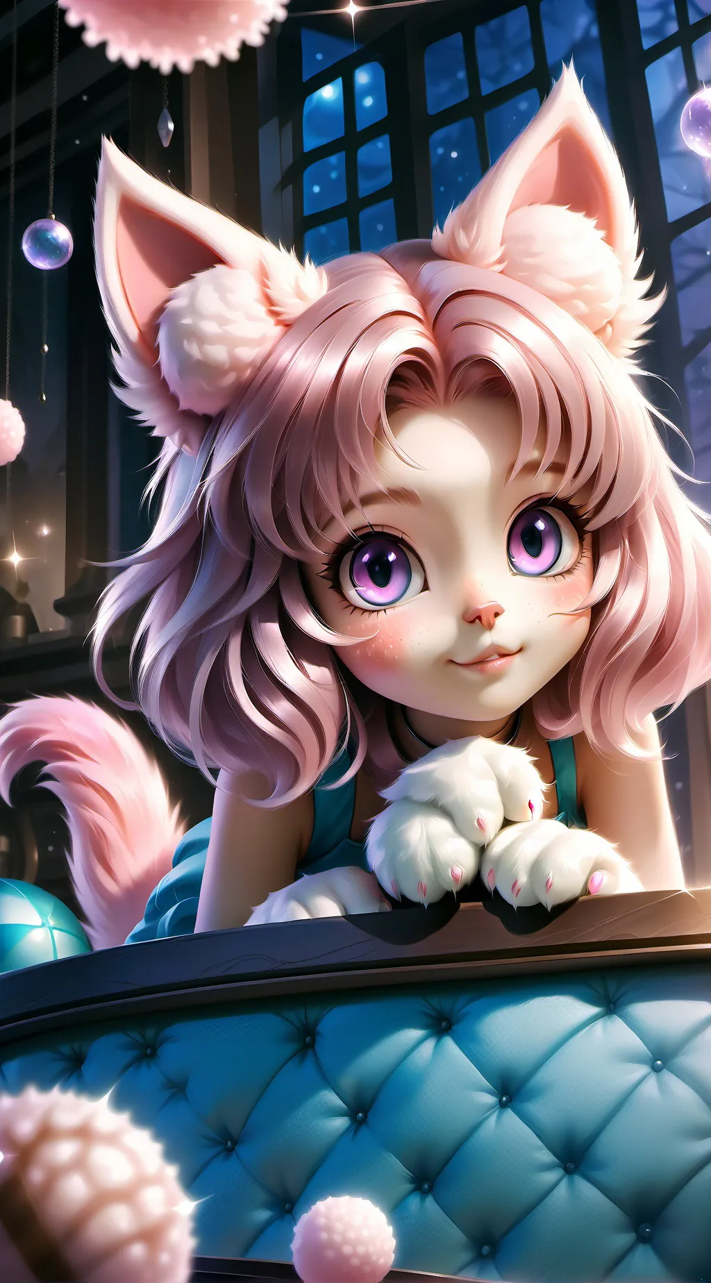 ai character: Fluffy Pink Paws background