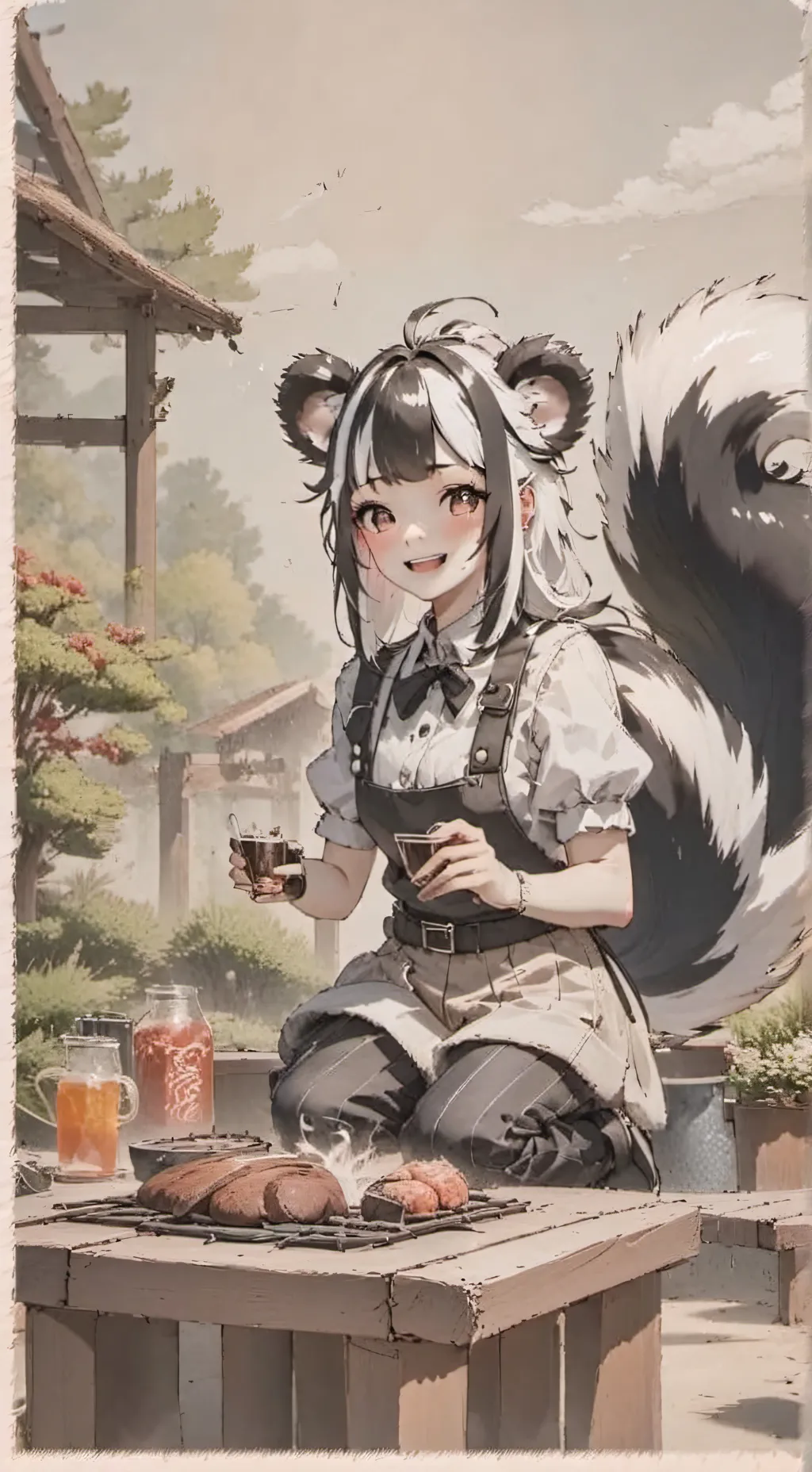 ai character: Striped Skunk Furry 'Madison' background