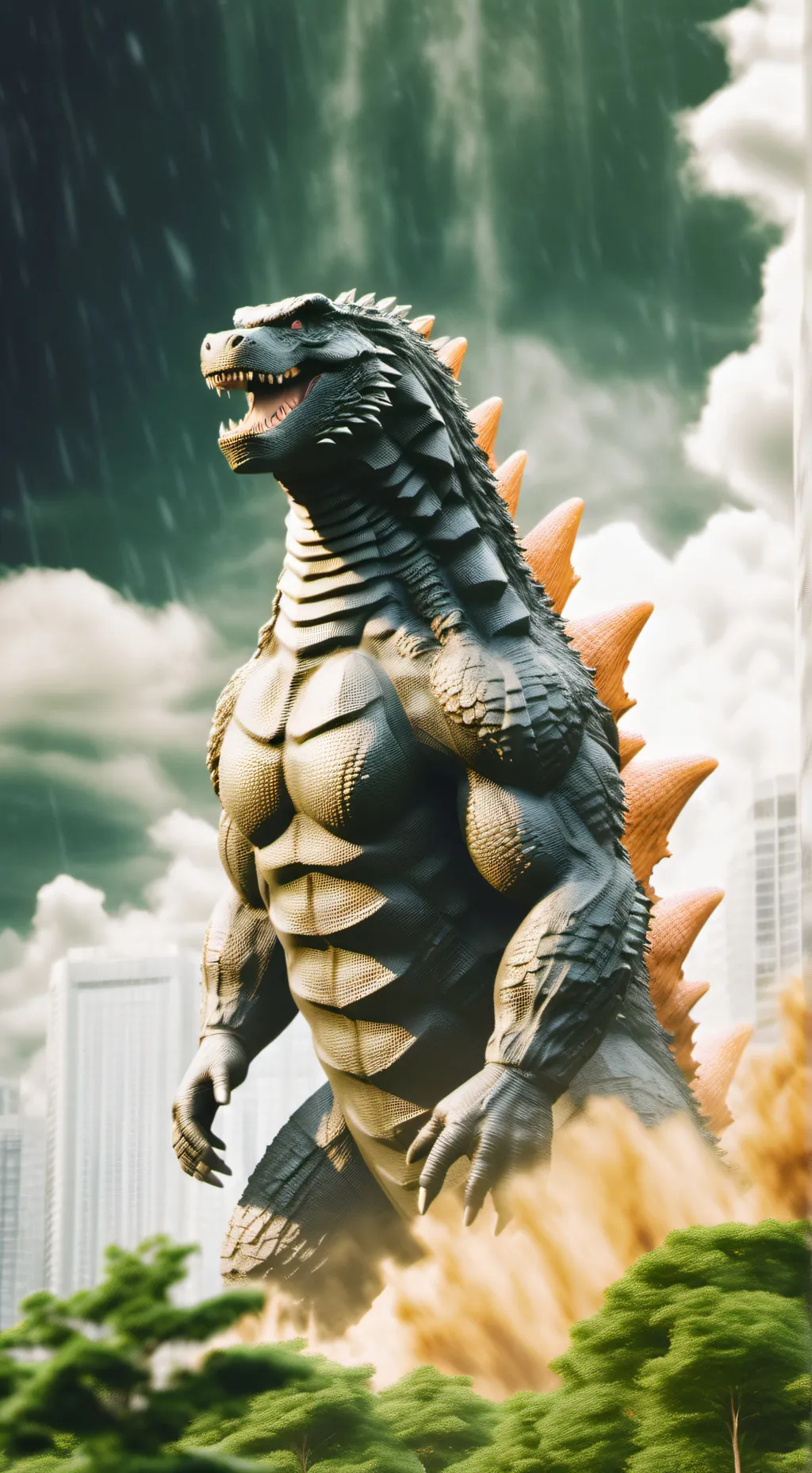 ai character: Godzilla background