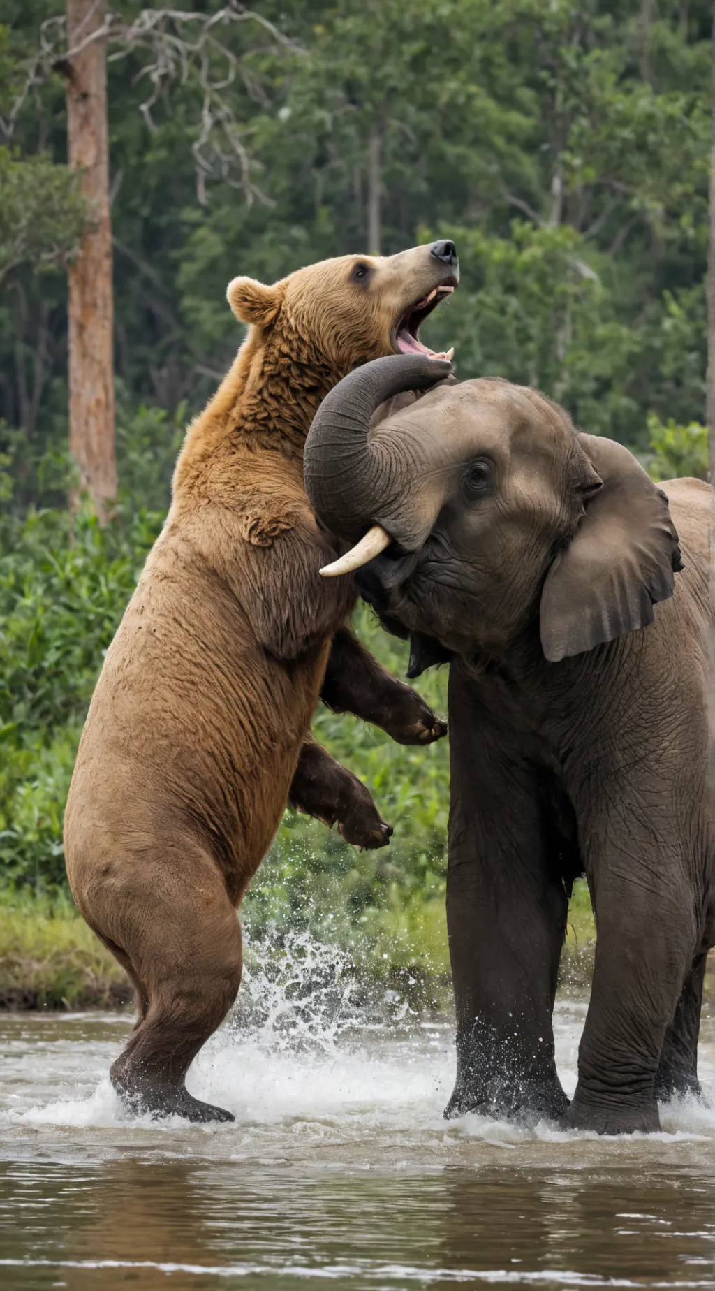 ai character: bear vs elephant background