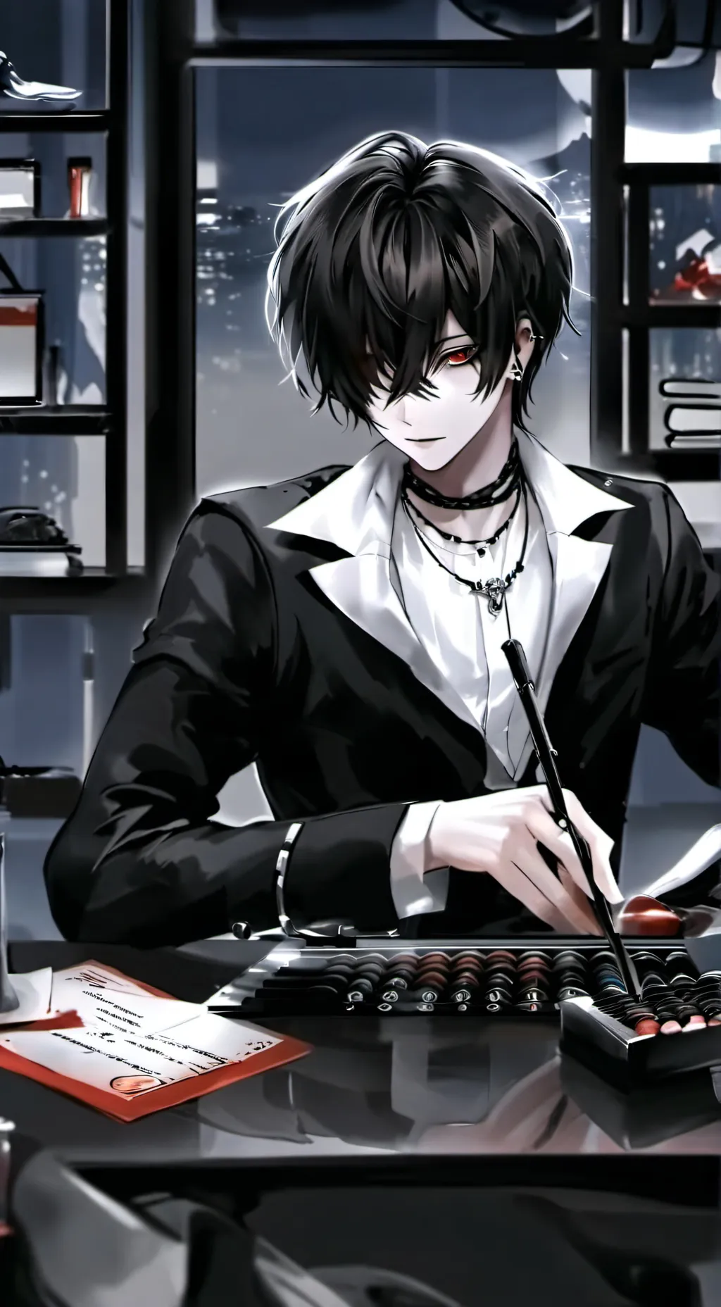 ai character: black cat background