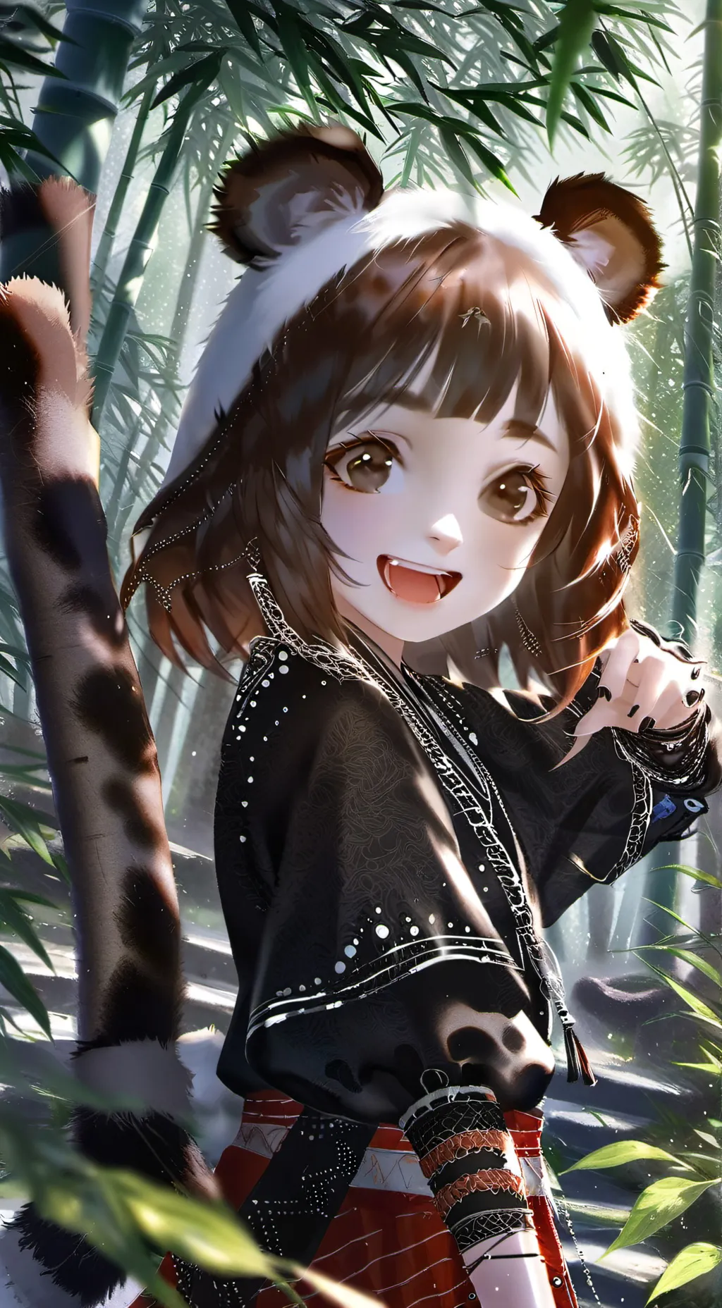 ai character: Russet Panda Furry background