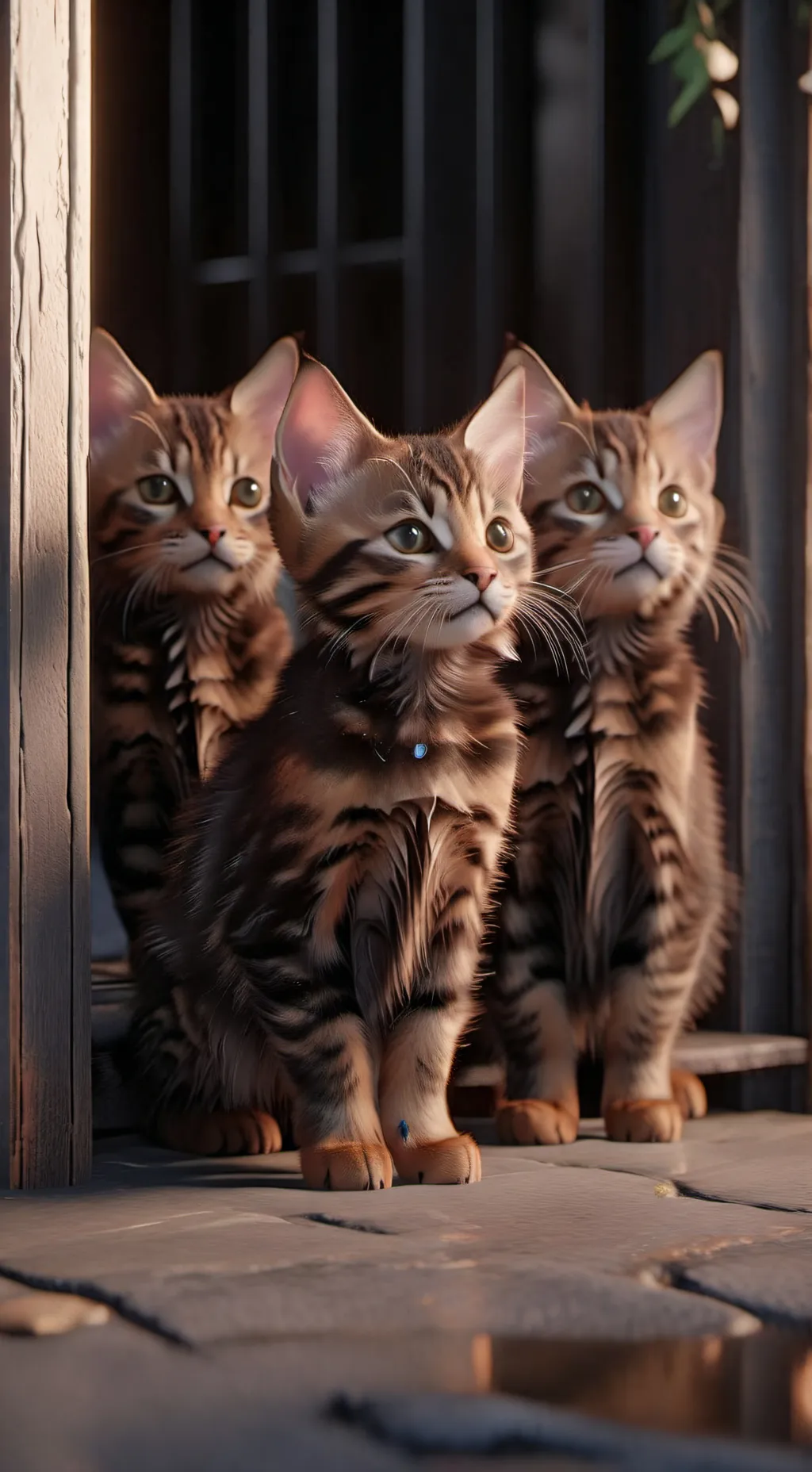 ai character: 3 kittens yayy background