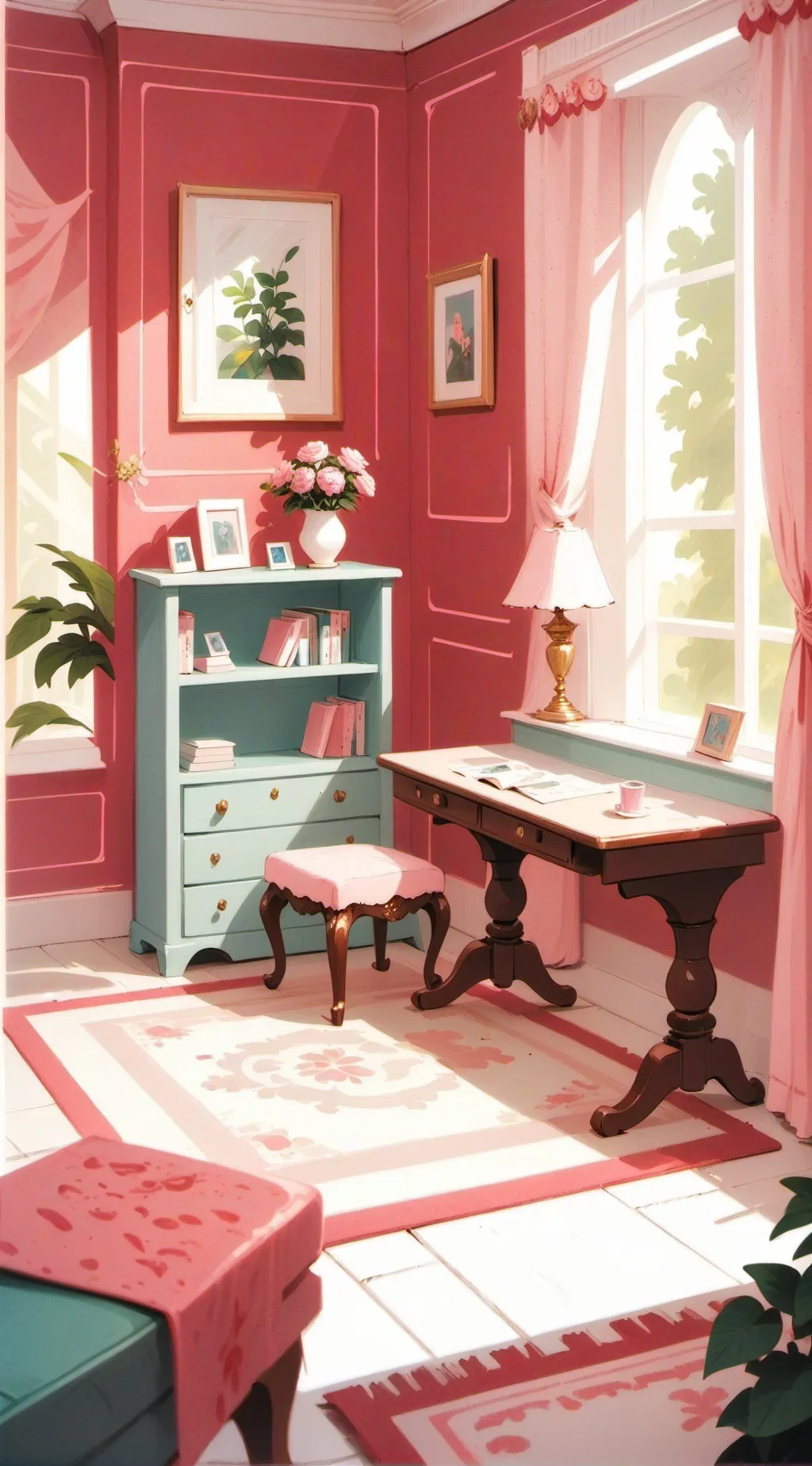 ai character: spakly pink room 💗 background