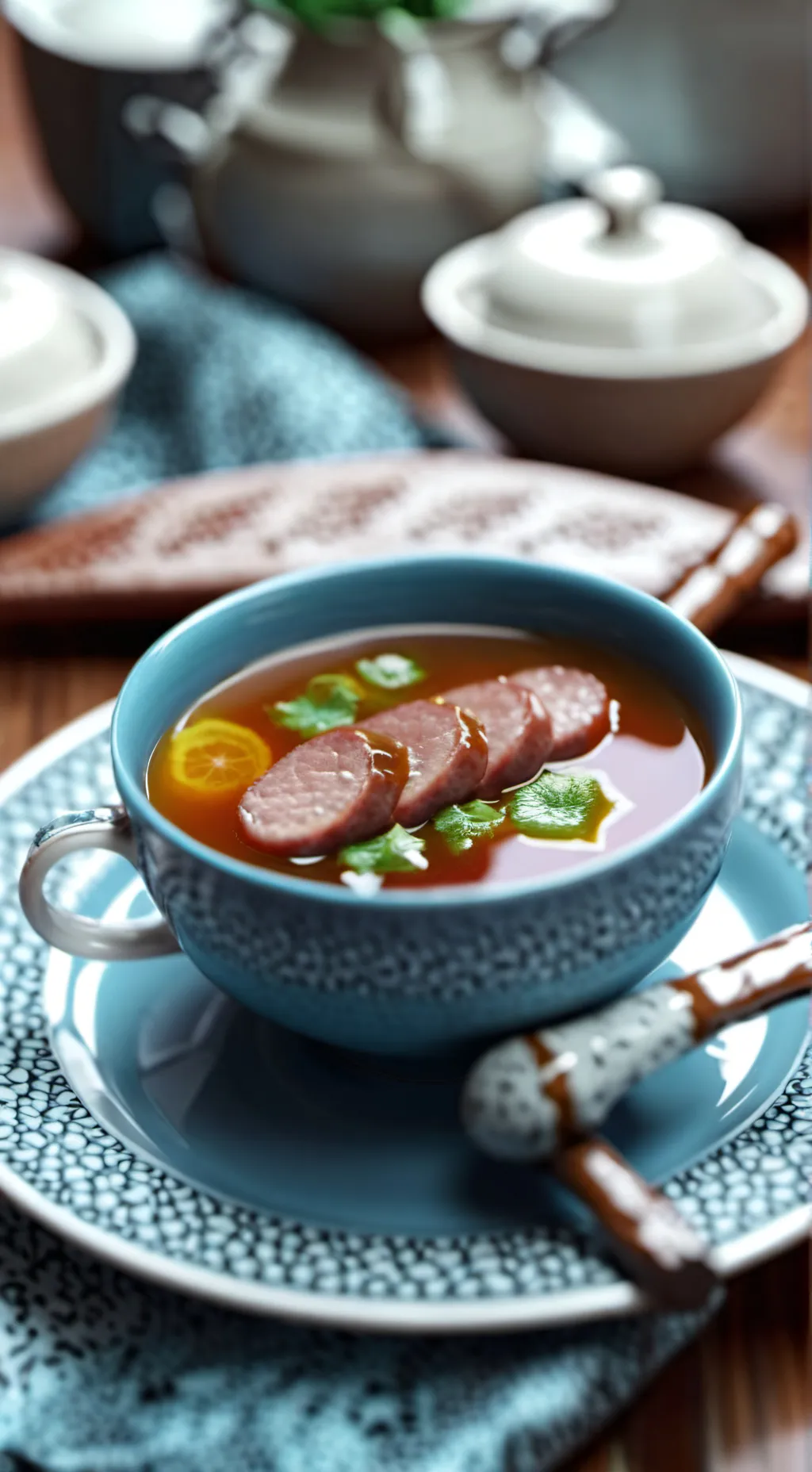 ai character: sausage tea background