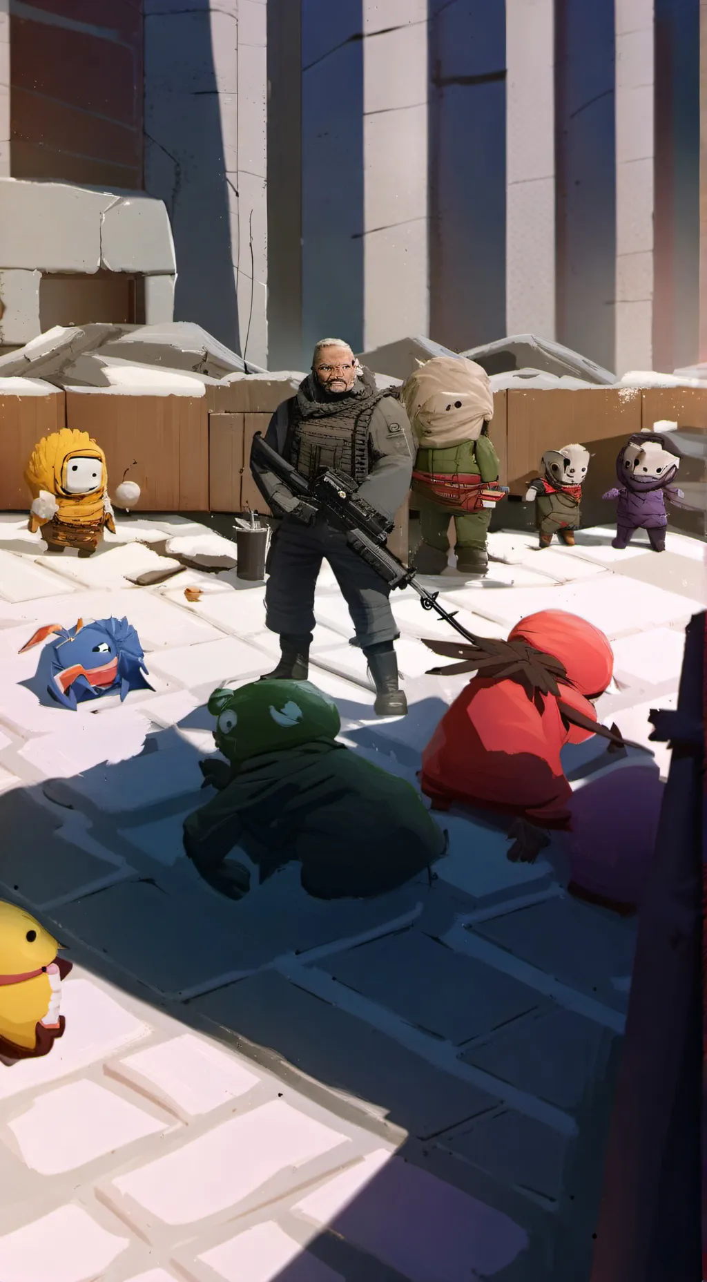 ai character: plushie planet background