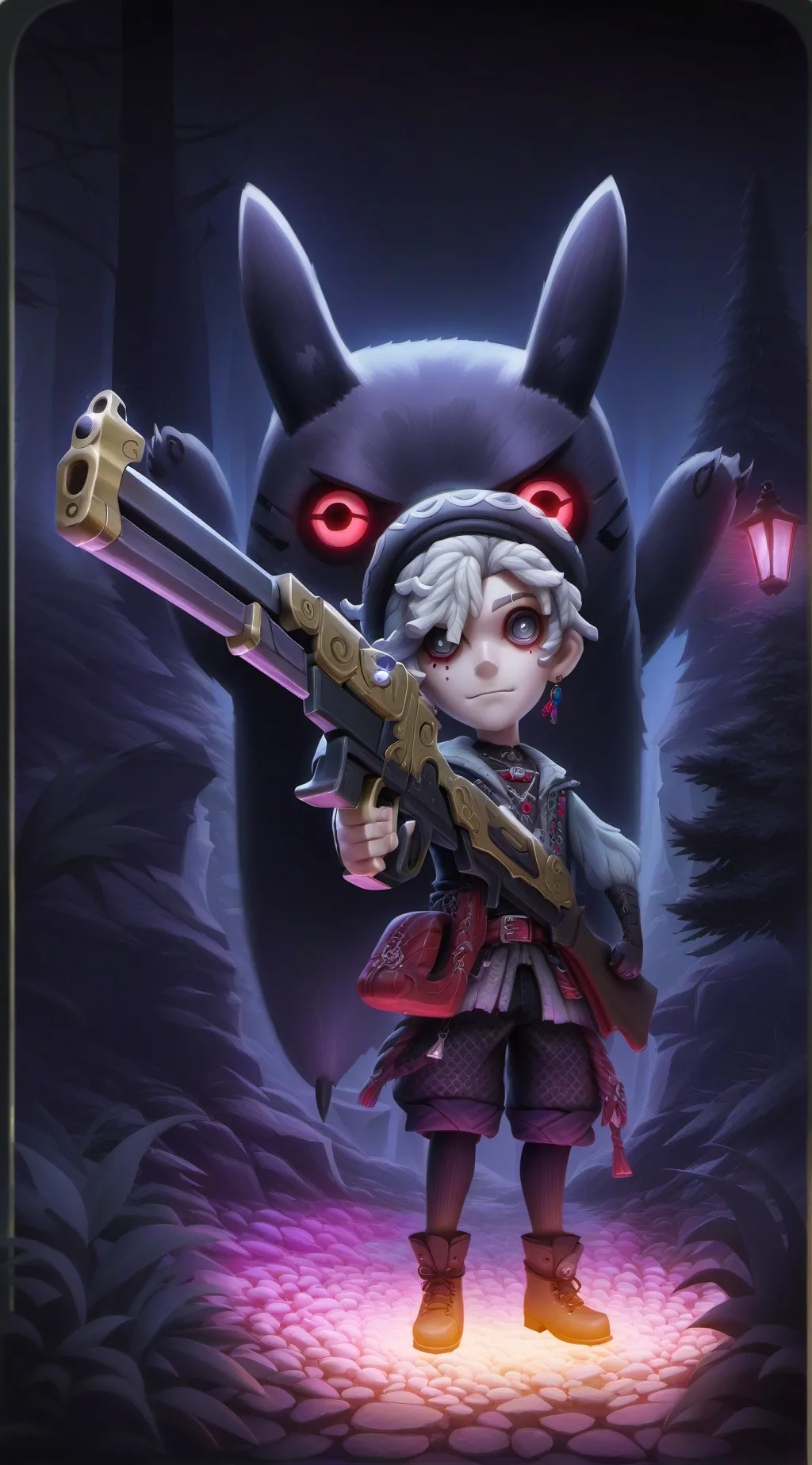 ai character: N and uzi background