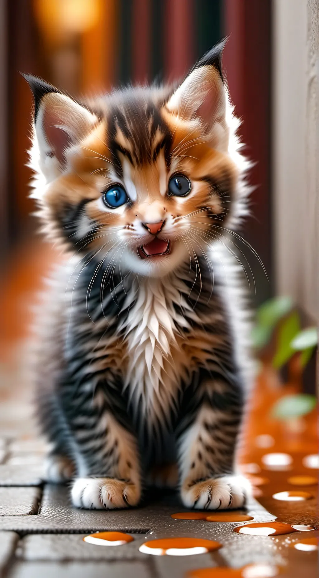 ai character: bleeding  kitten  background