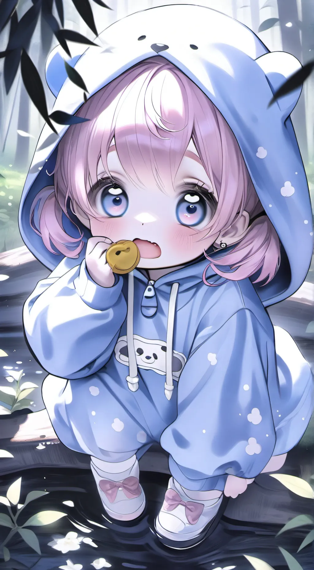 ai character: Lost in woods  background