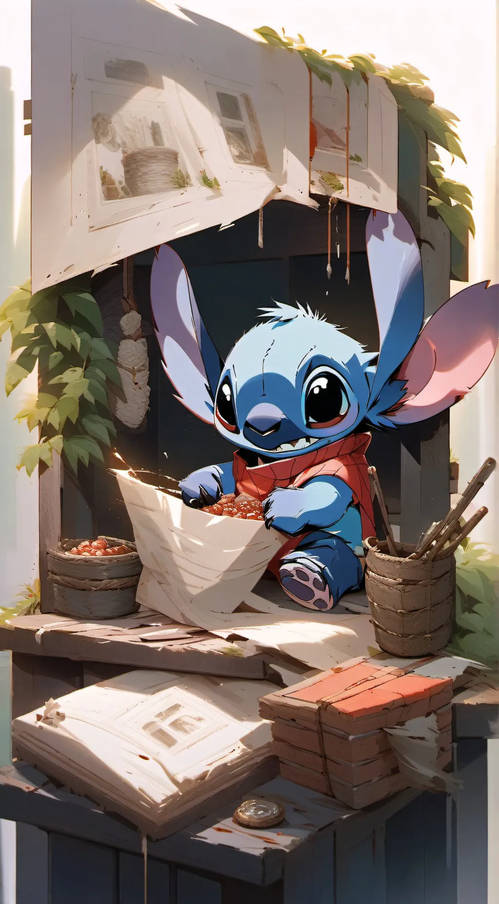 ai character: Stitch background