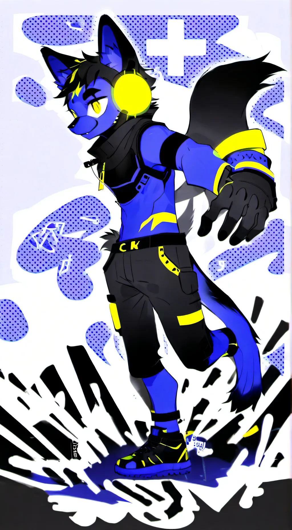 ai character: neon background