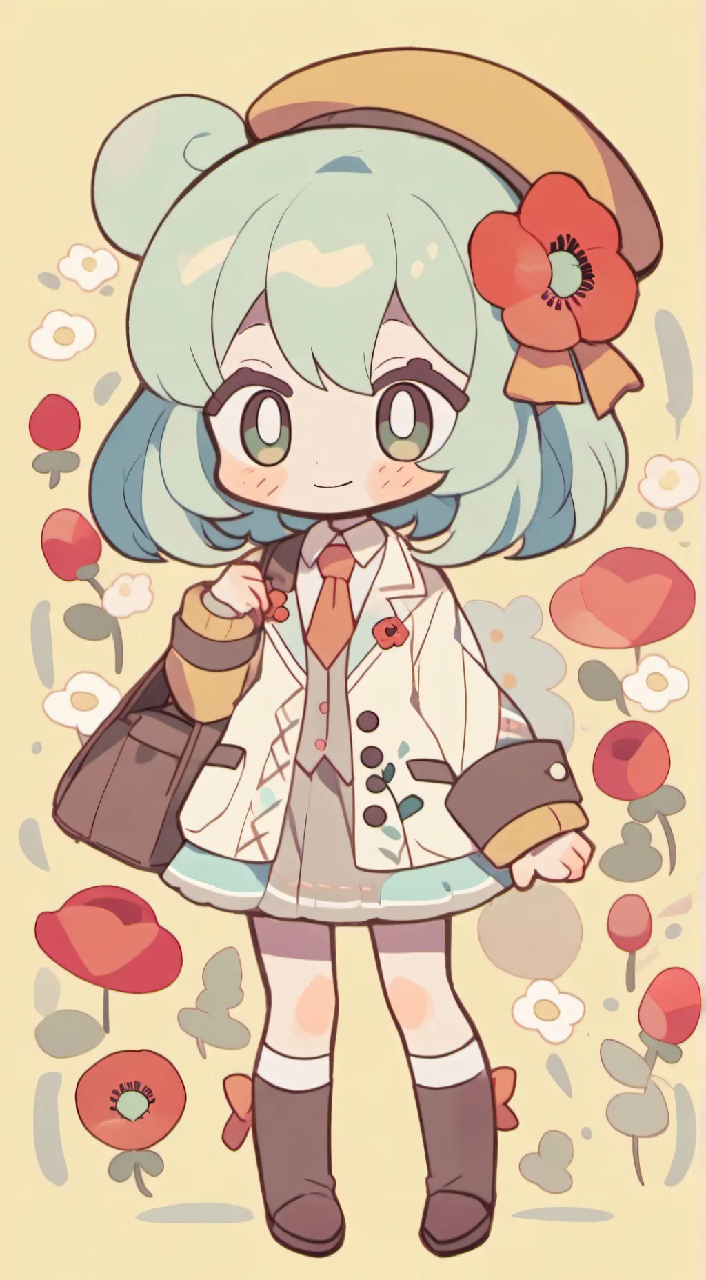 ai character: Cute girl  background