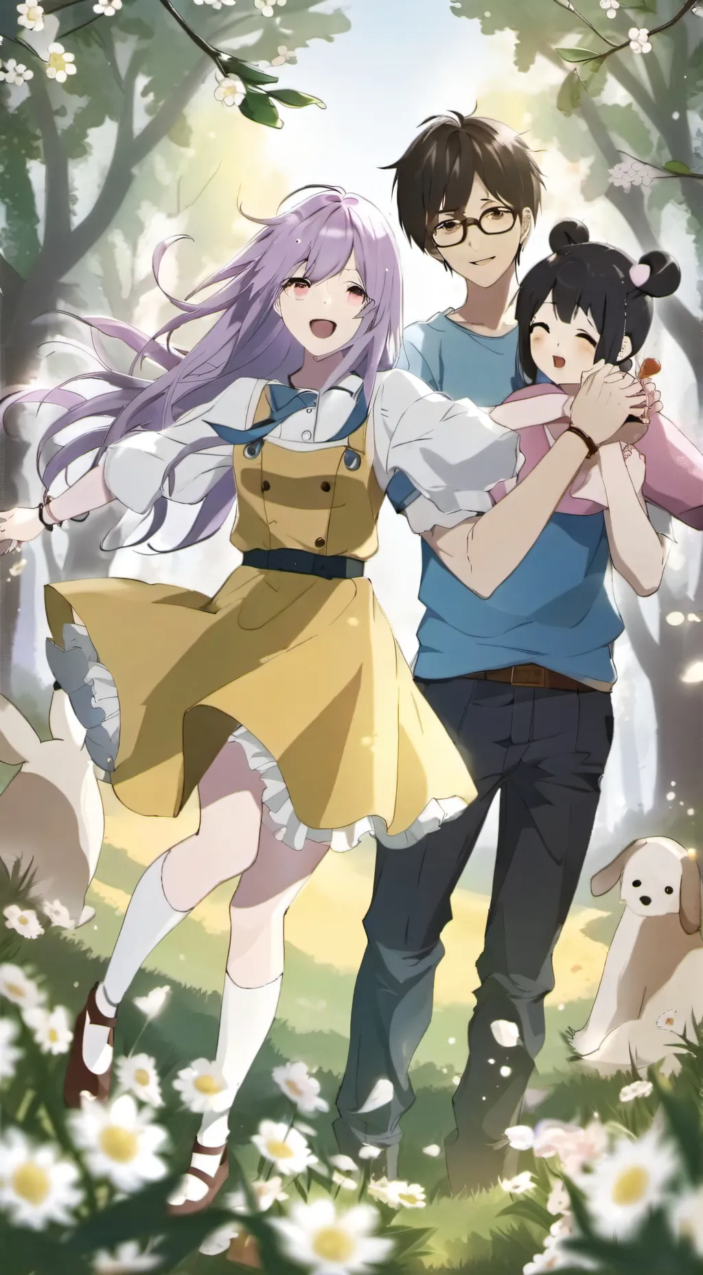 ai character: Smiling critters background