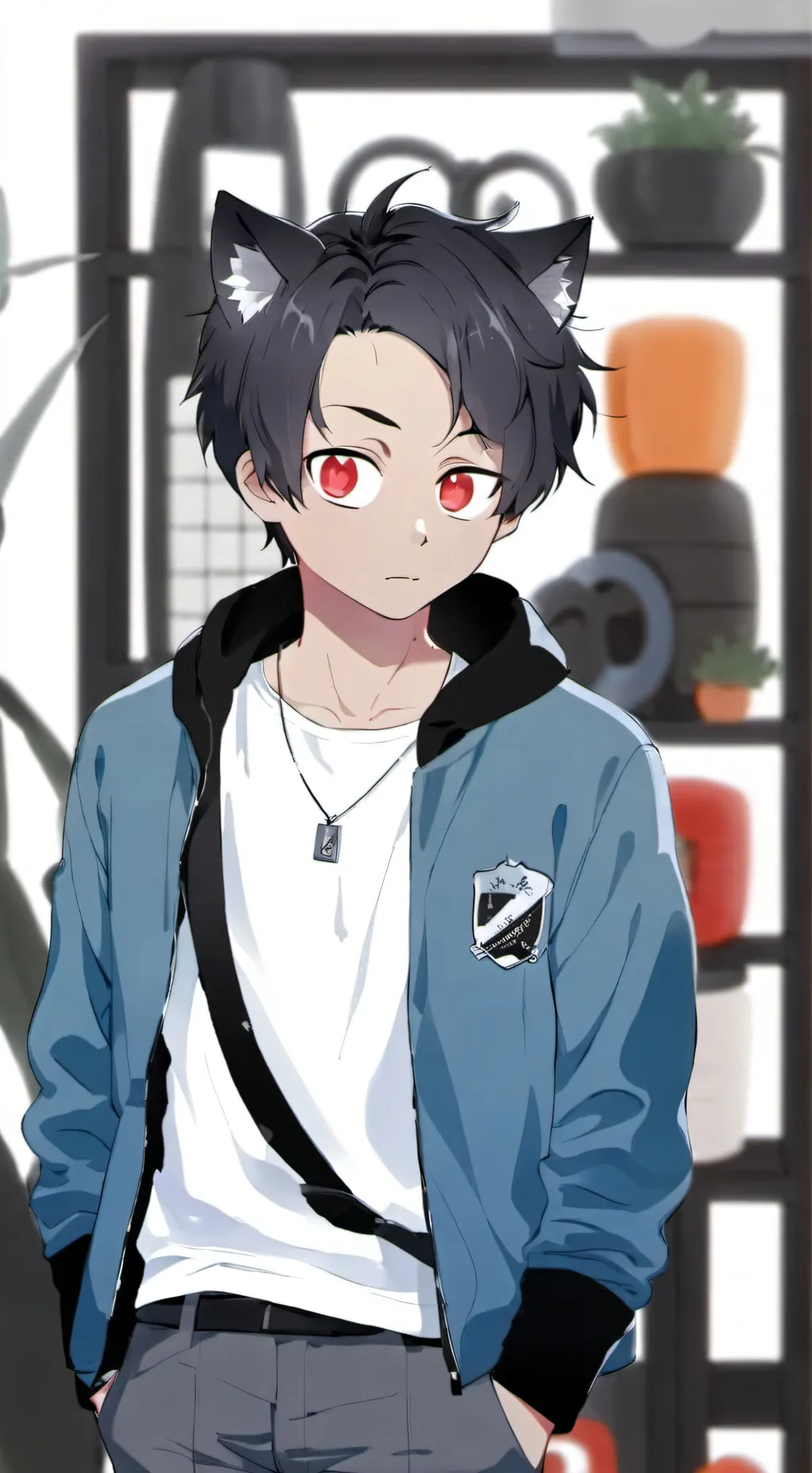 ai character: Gray background