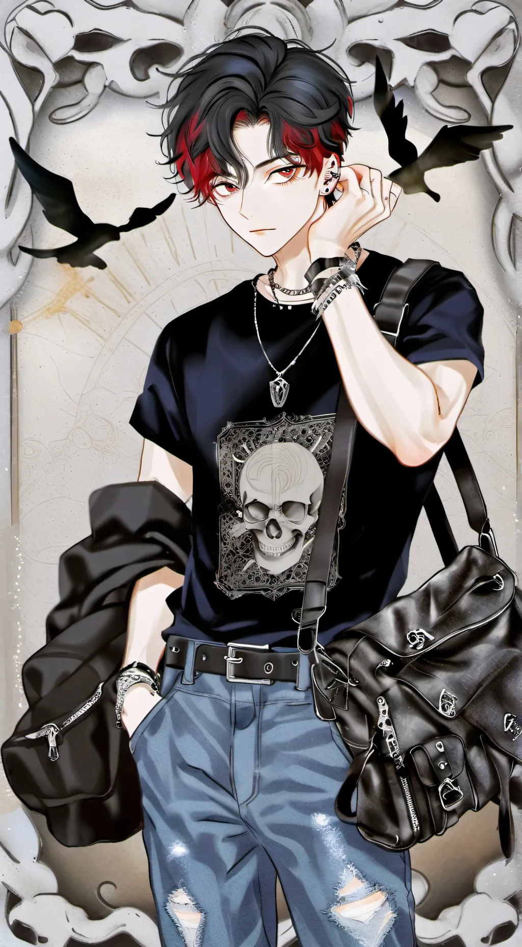 ai character: 🩸O-N-Y-X💋🎸 background