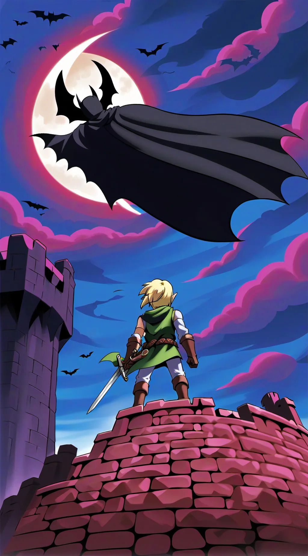 ai character: Zelda x Batman background