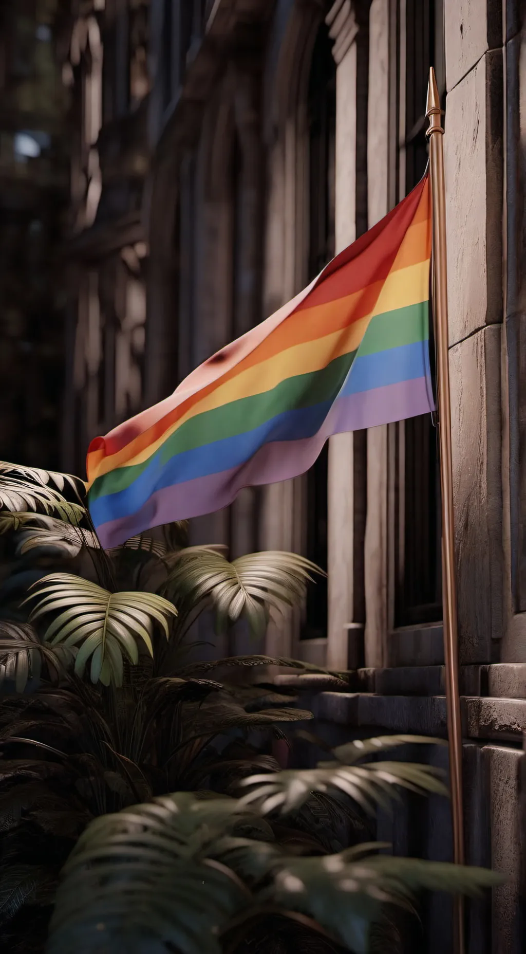 ai character: gay flag background