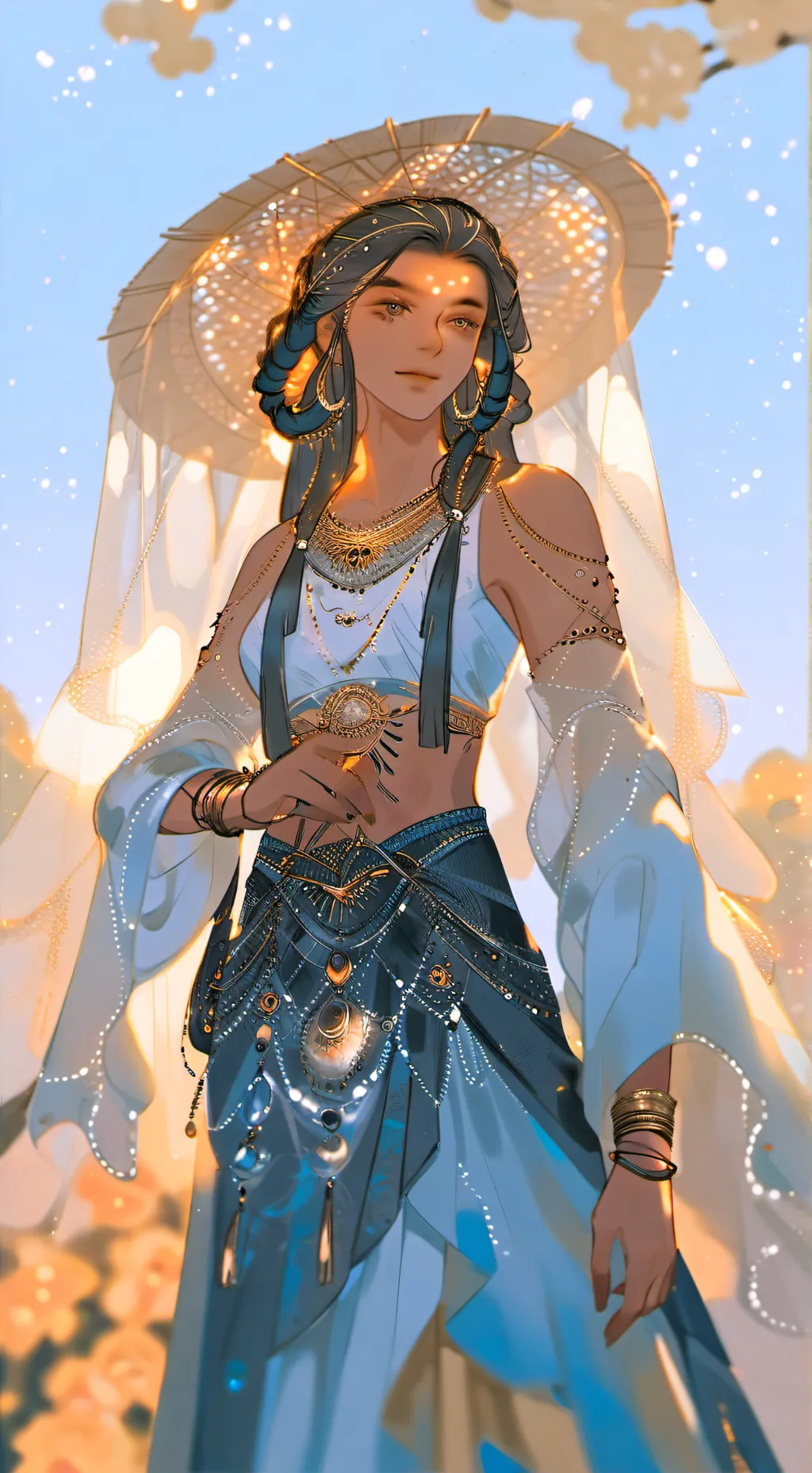 ai character: HH visits Heaven background