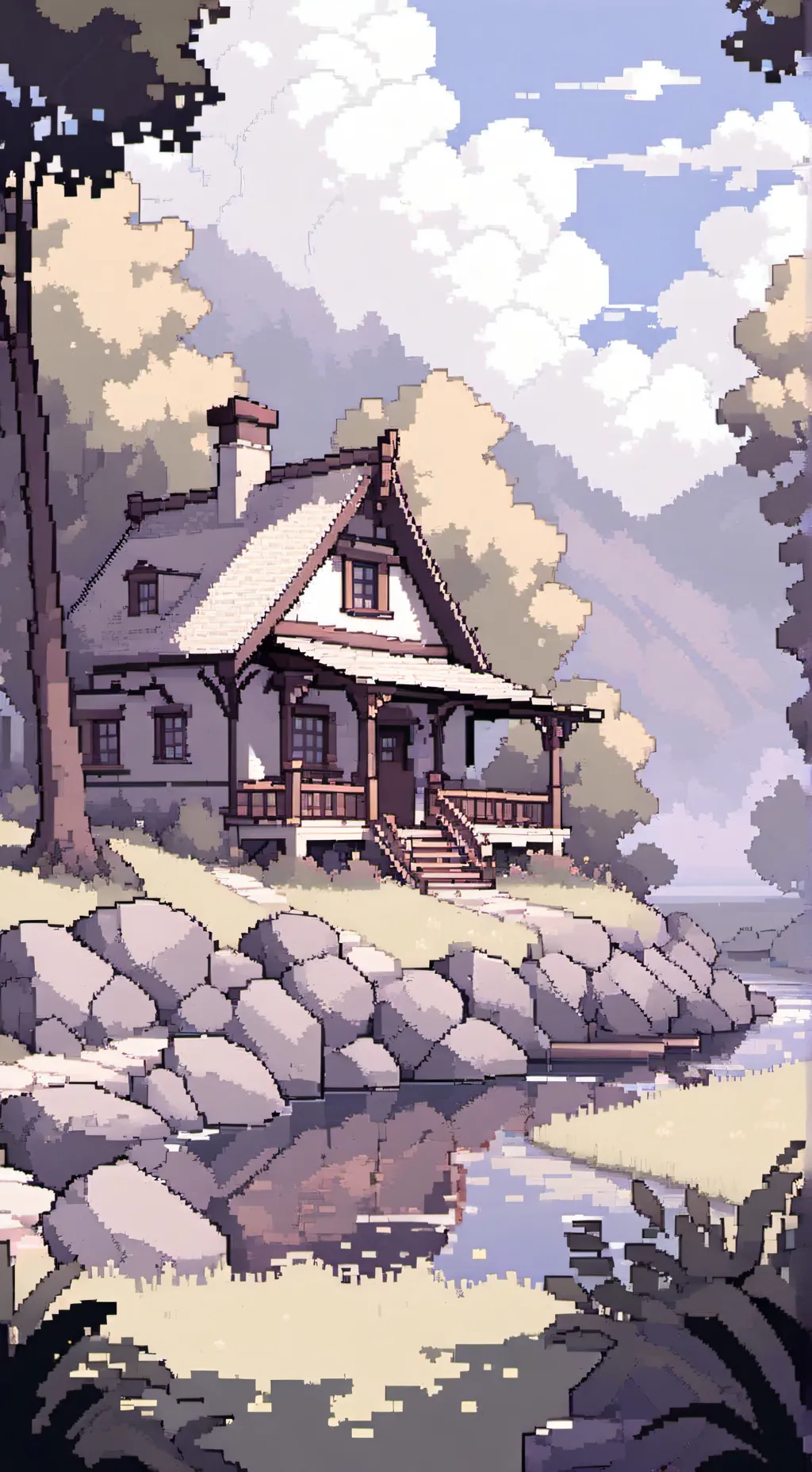 ai character: Happy hills background