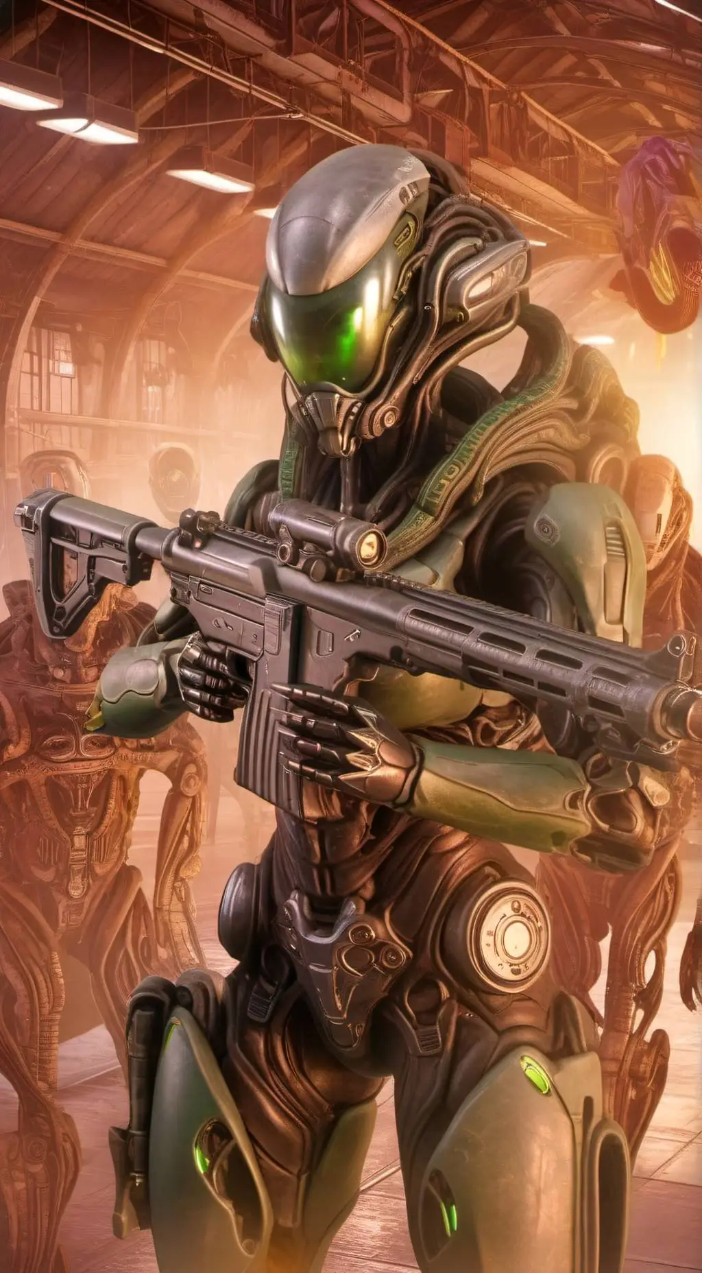 ai character: alien Droid  background