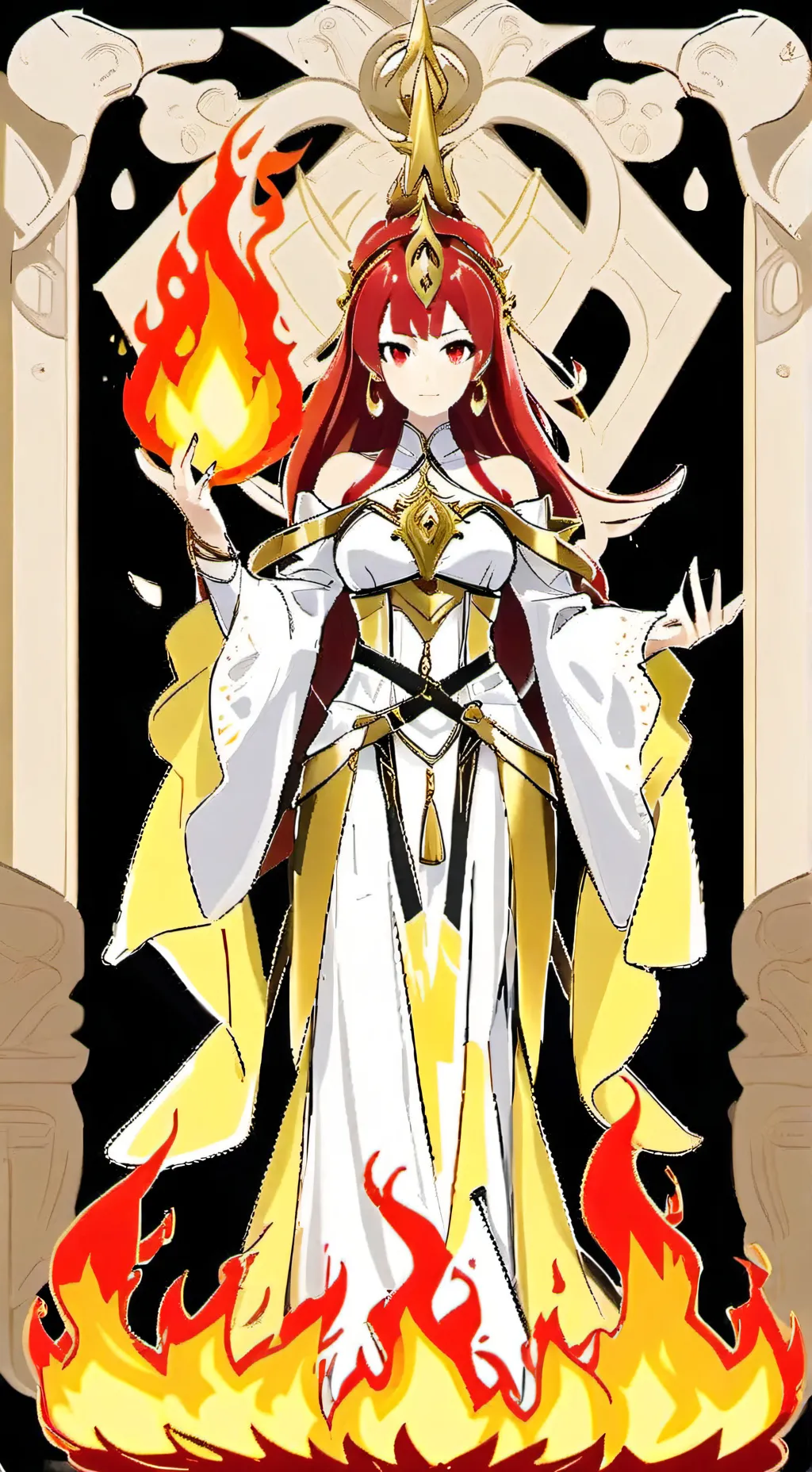ai character: fire goddess background