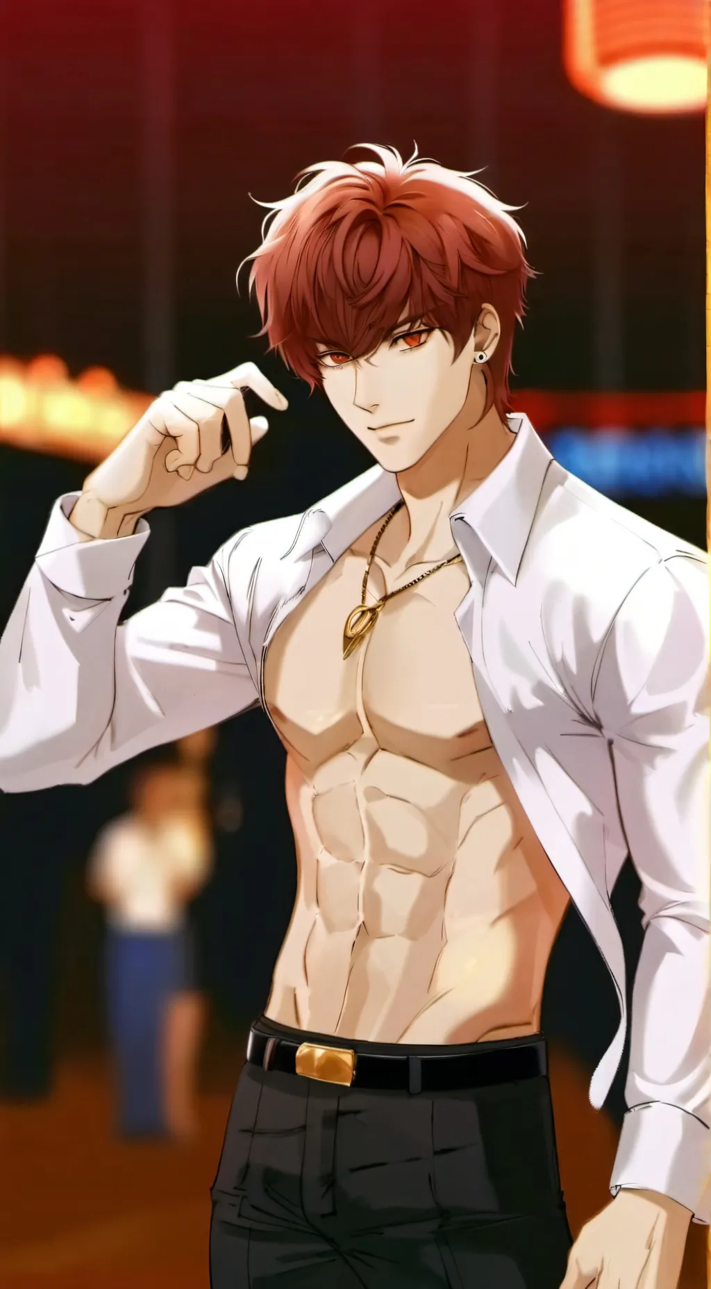 ai character: Sus boss mafia background