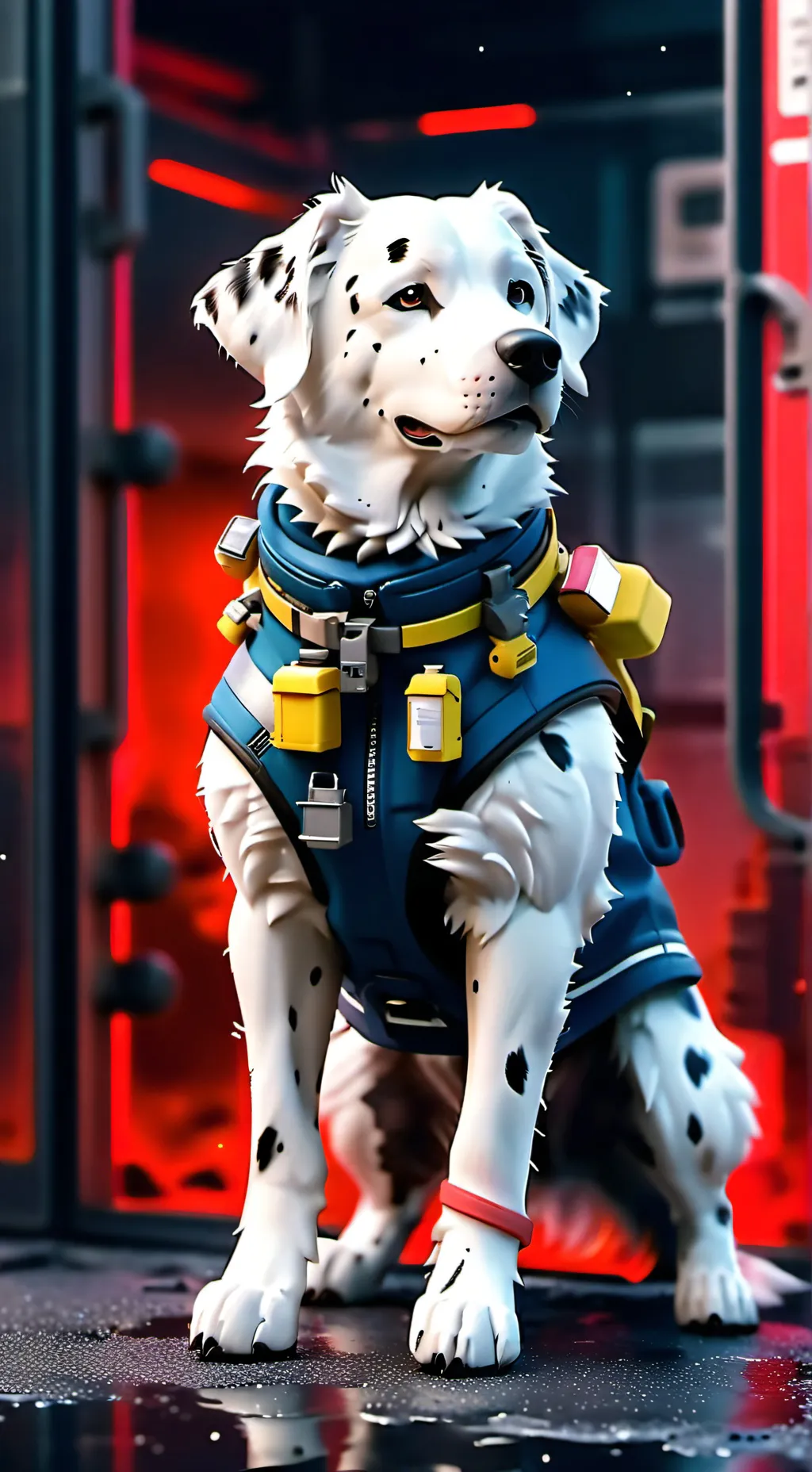 ai character: Perro bombero background