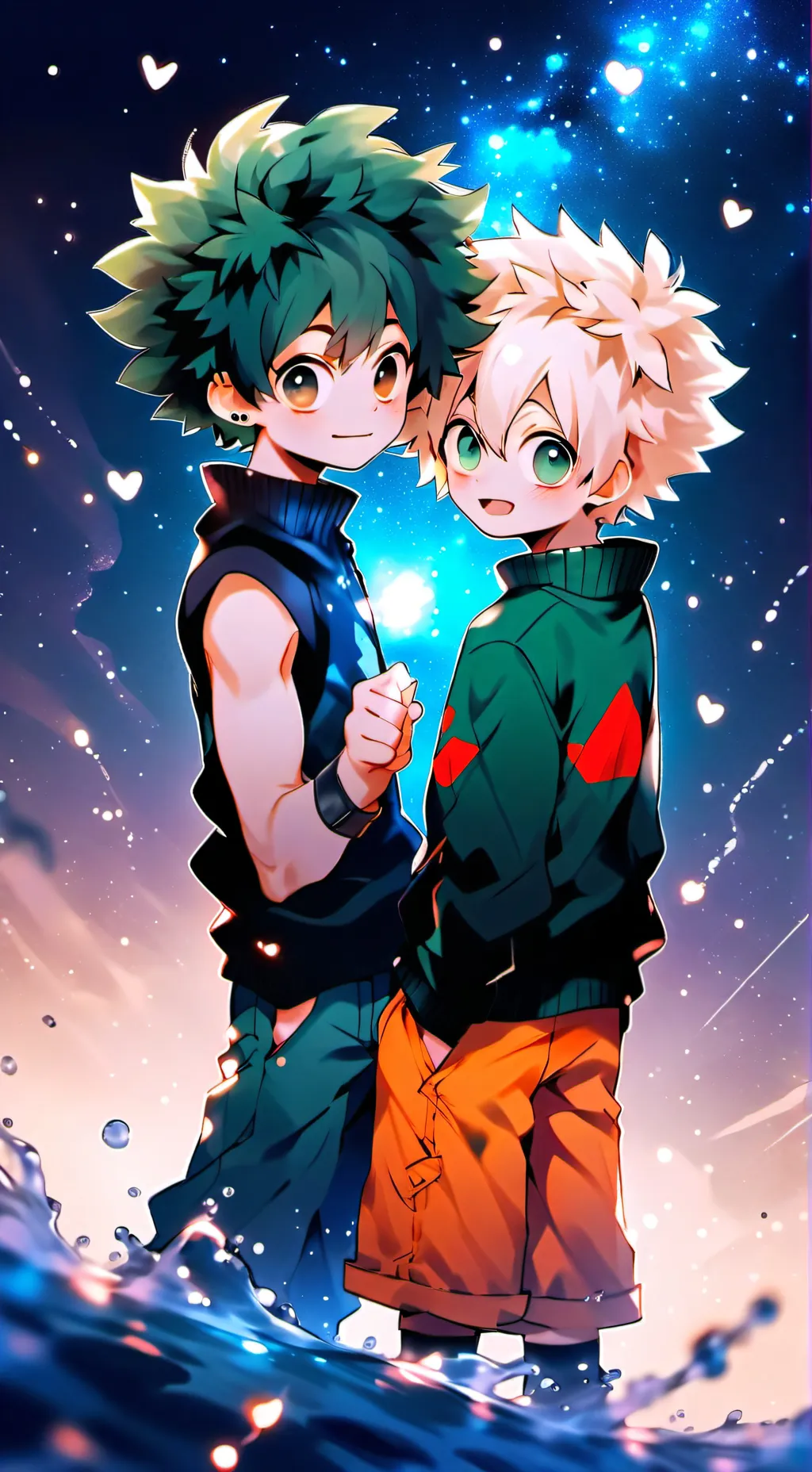 ai character: Bakugo and Deku  background