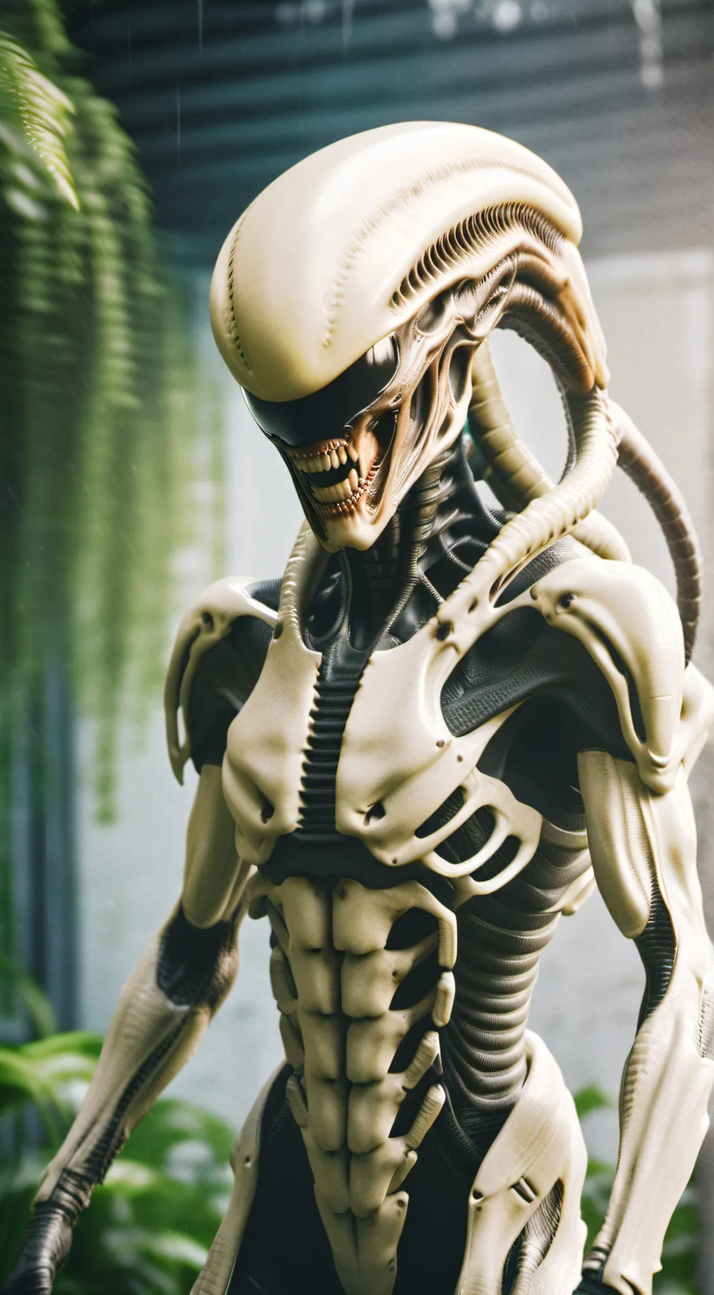 ai character: albino xenomorph background