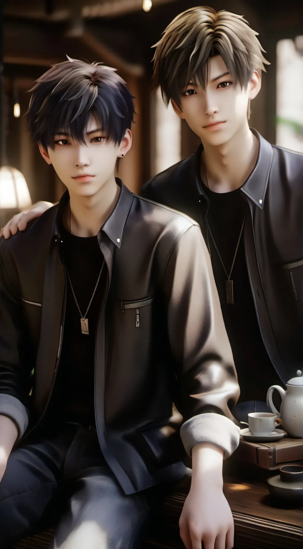 ai character: 2 boys bff  background