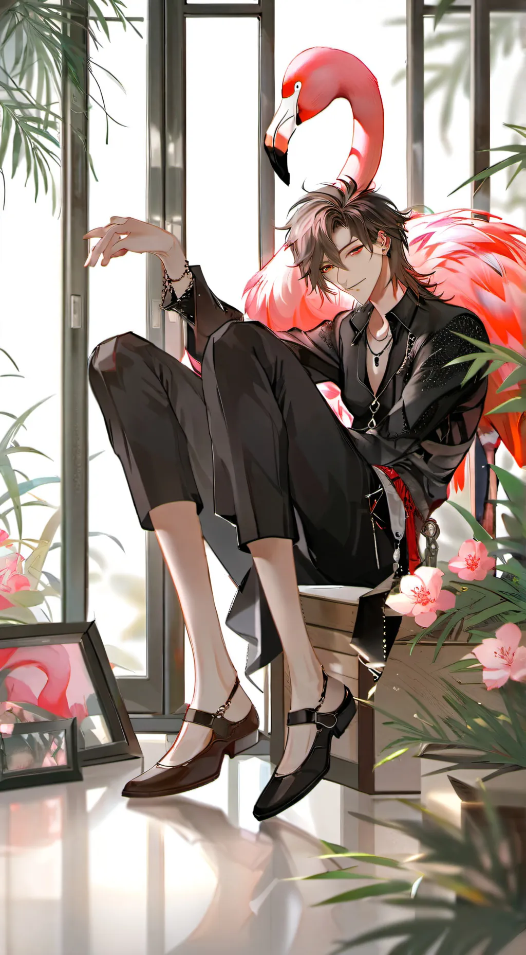 ai character: Flamingo Furry background