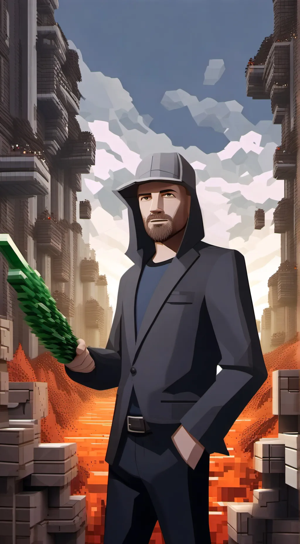 ai character: Mr beast Minecraft background