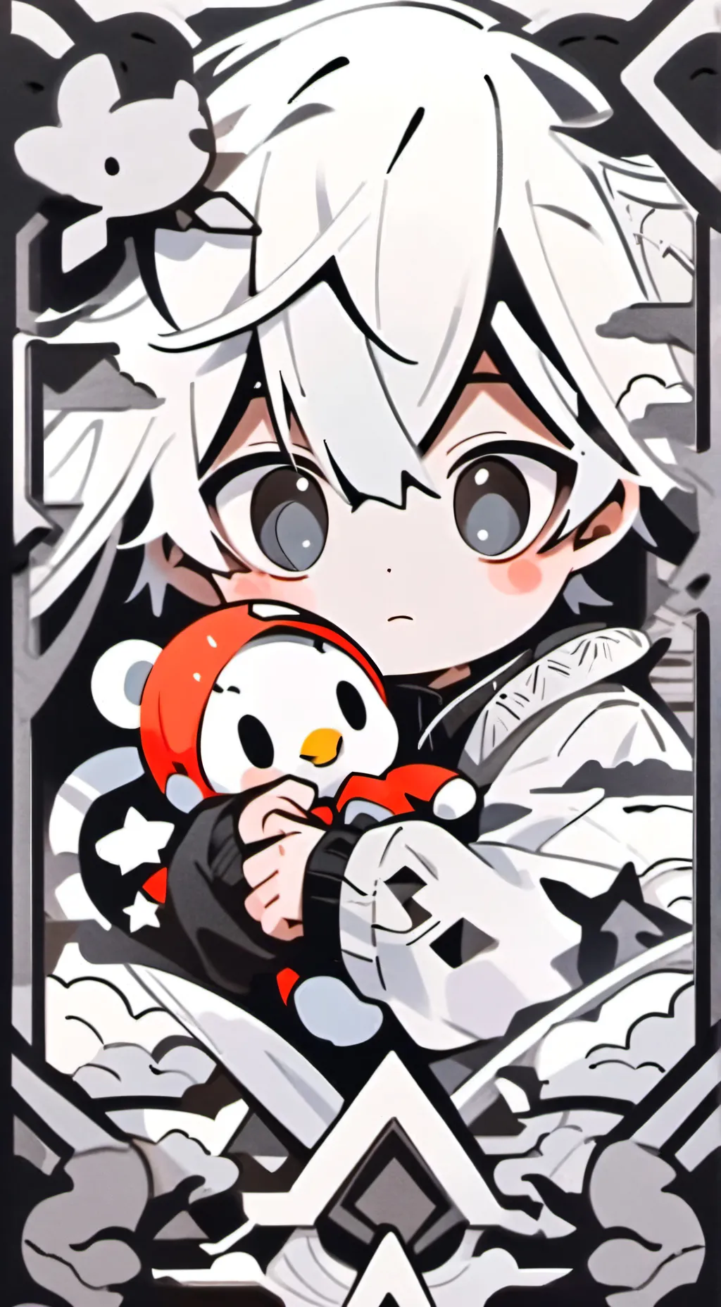 ai character: Un niño huerfano background