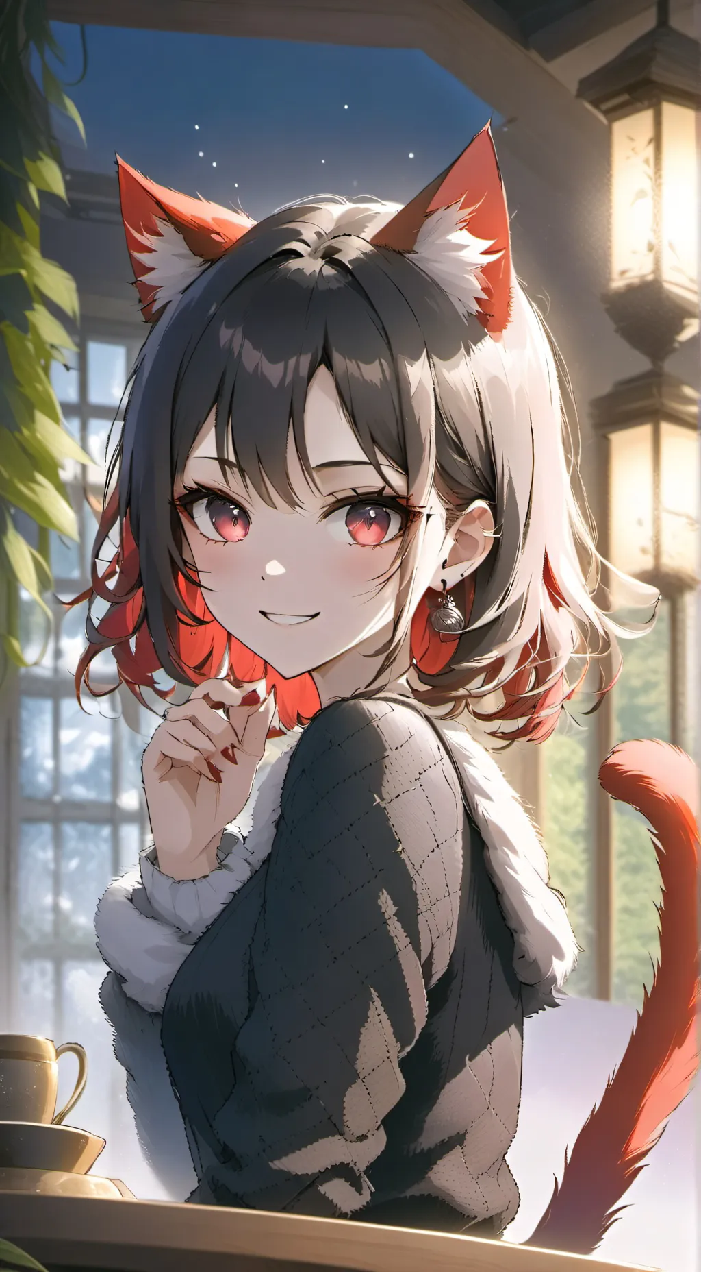 ai character: Nyx the Stealthy Cat Spirit background