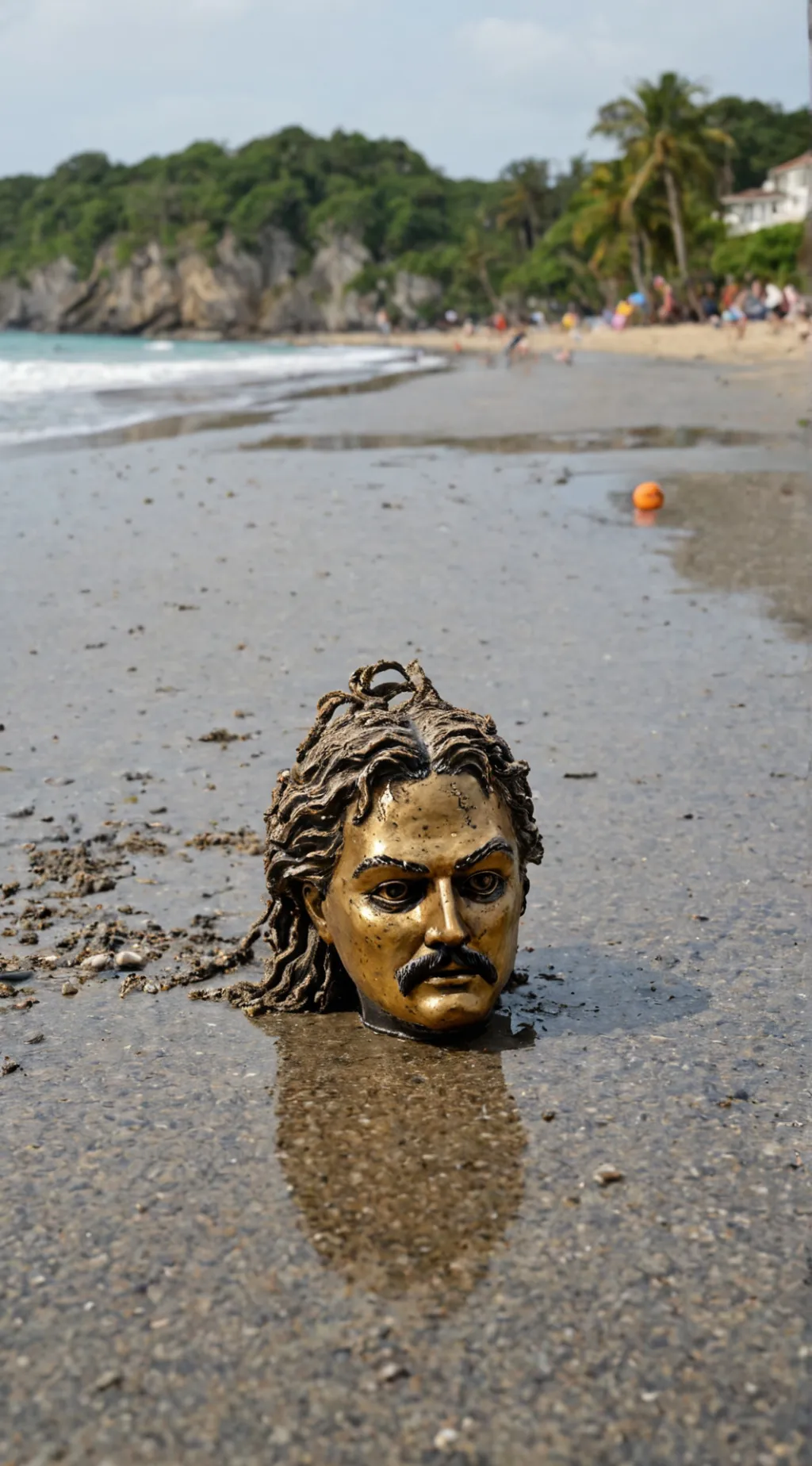 ai character: head on the beach background