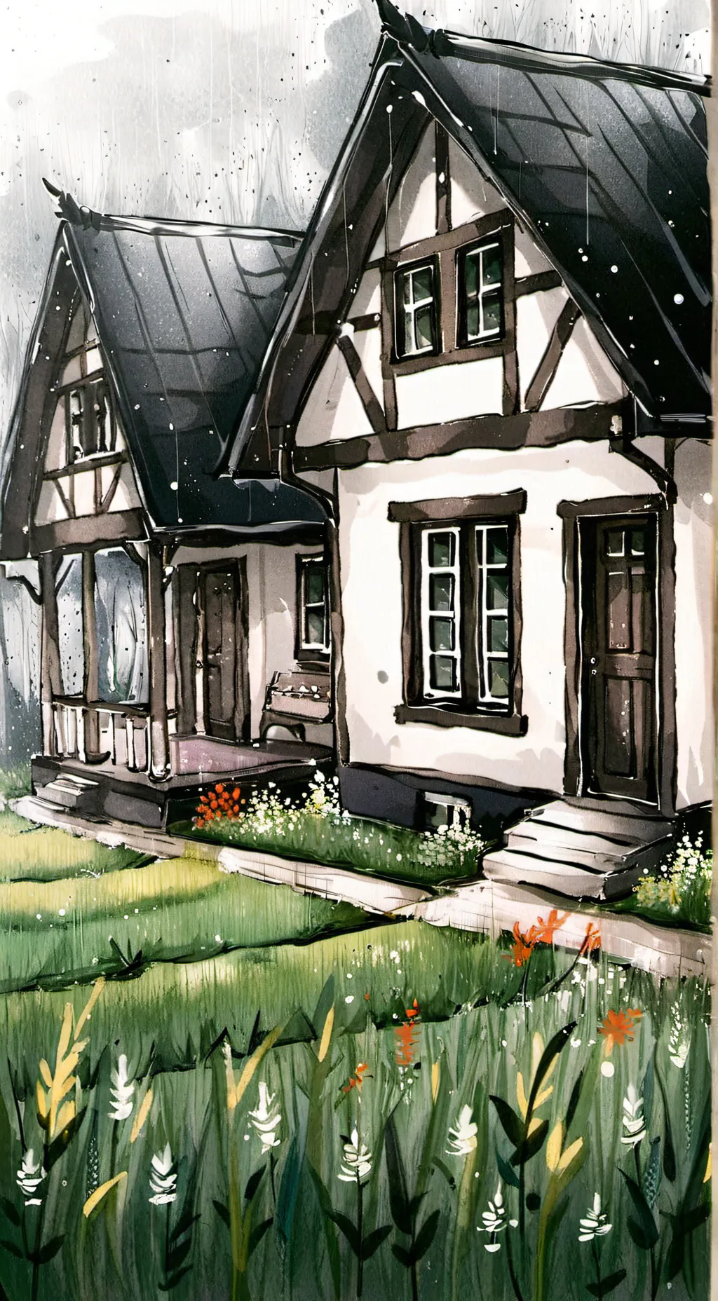 ai character: HH raining background