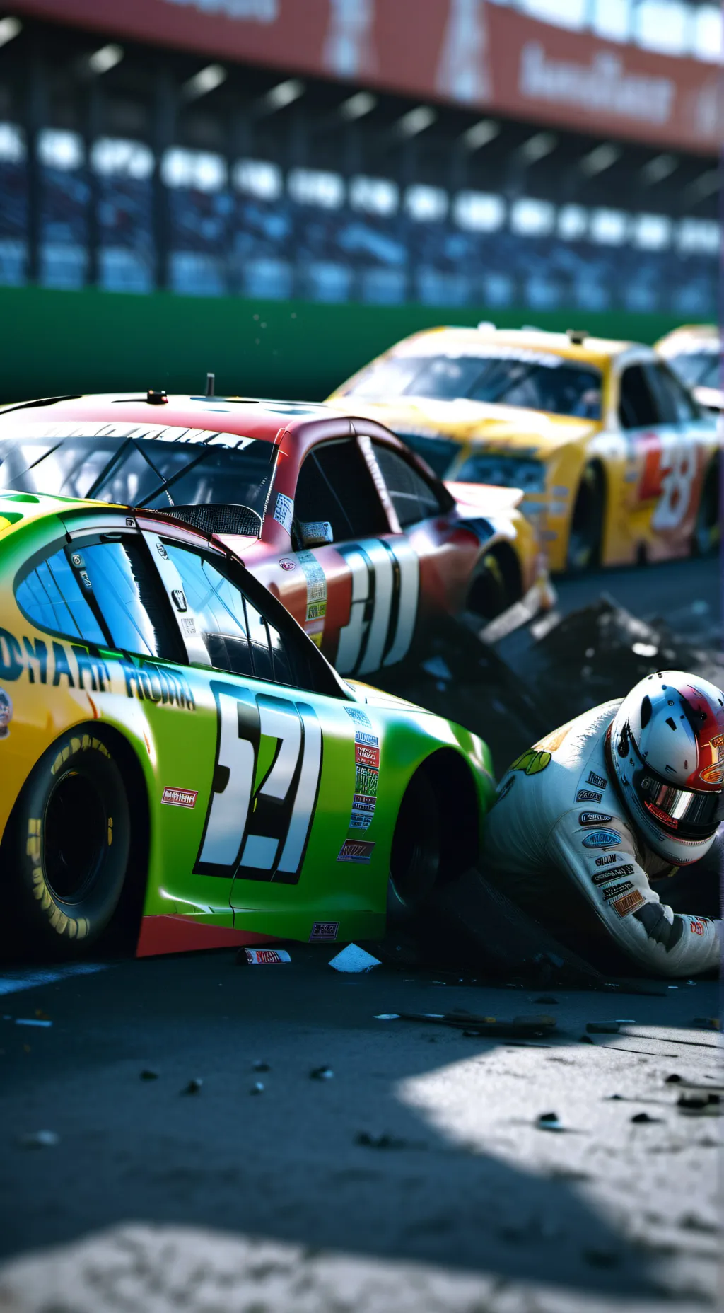 ai character: nascar crash background