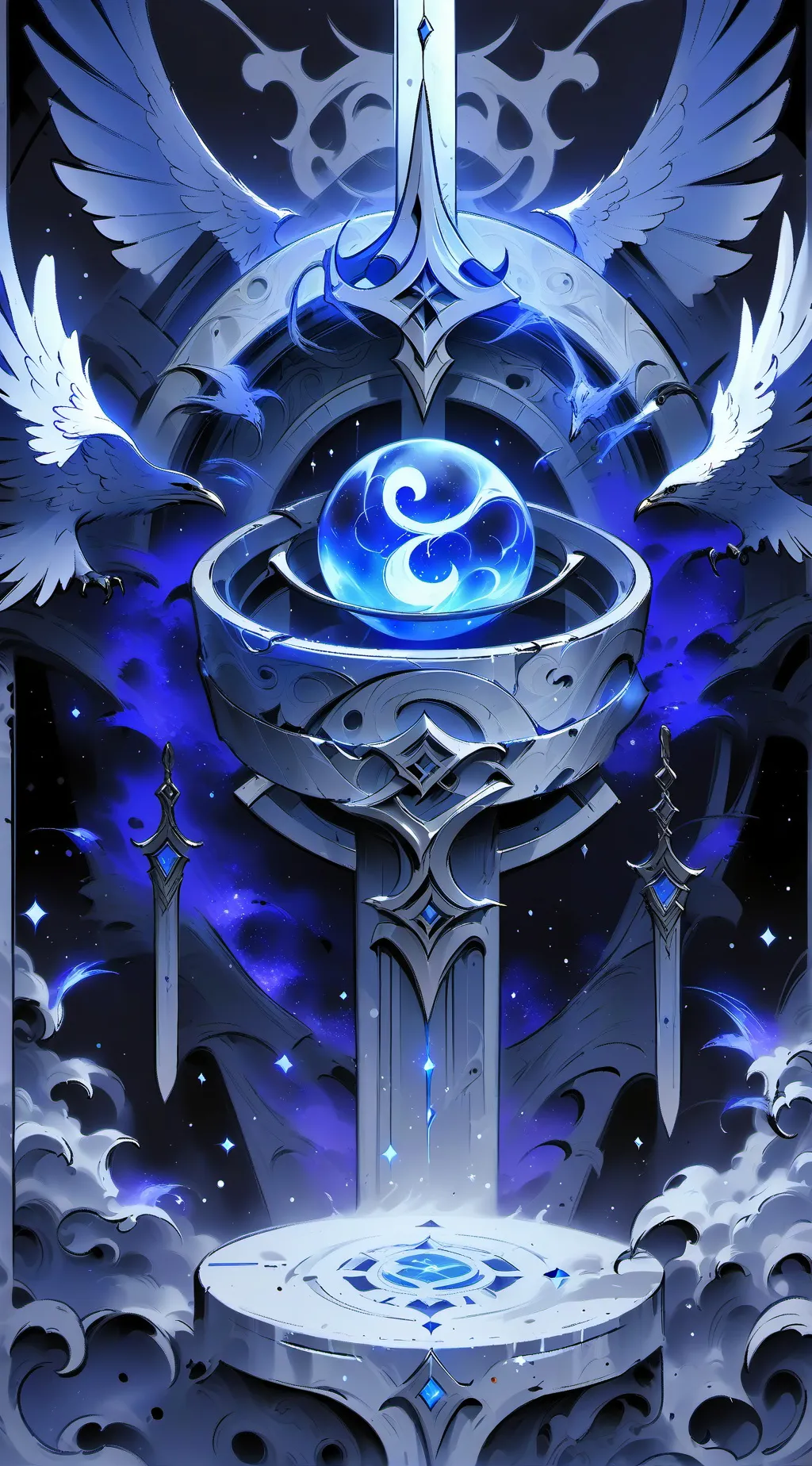 ai character: blue y bleck  background