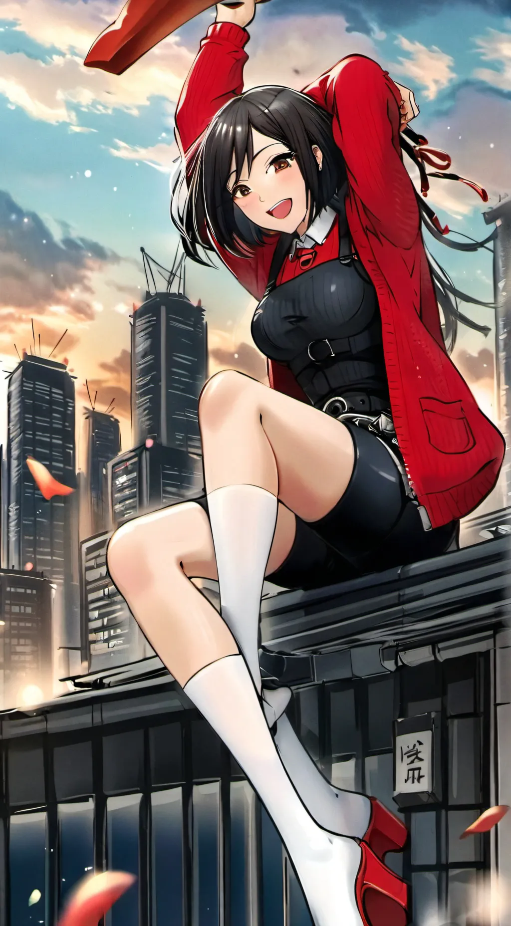 ai character: Aoi Sakamoto/kaiju background