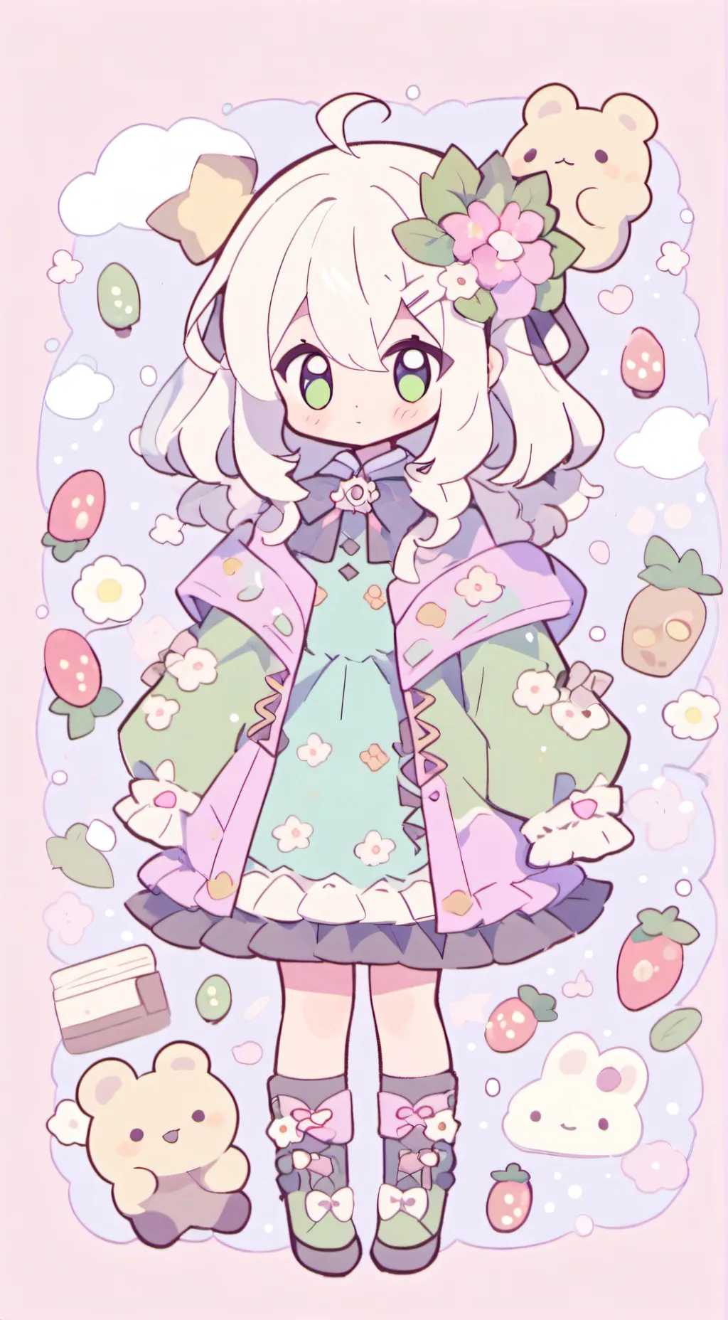 ai character: chibi Mina!  background