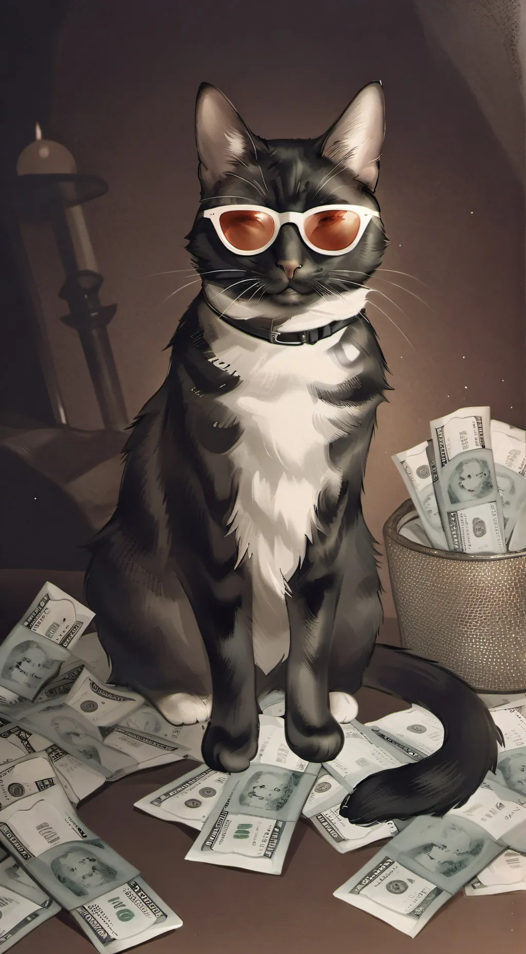 ai character: Rich Cat background