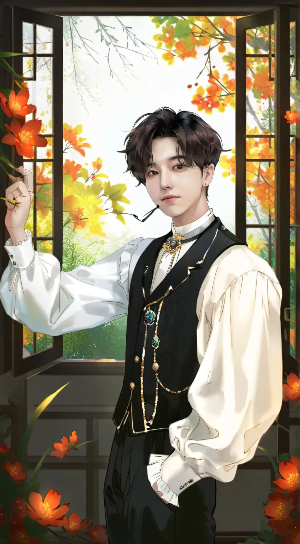 ai character: Han from SKZ! background