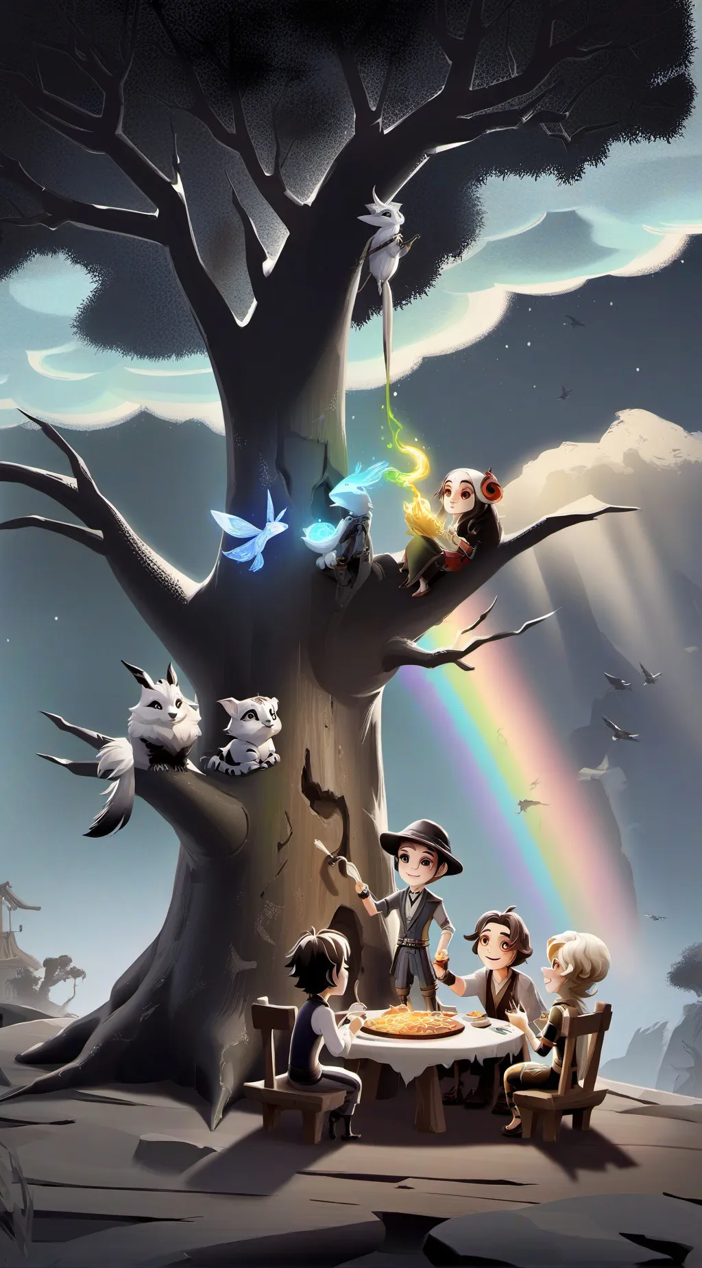 ai character: rainbow friends  background