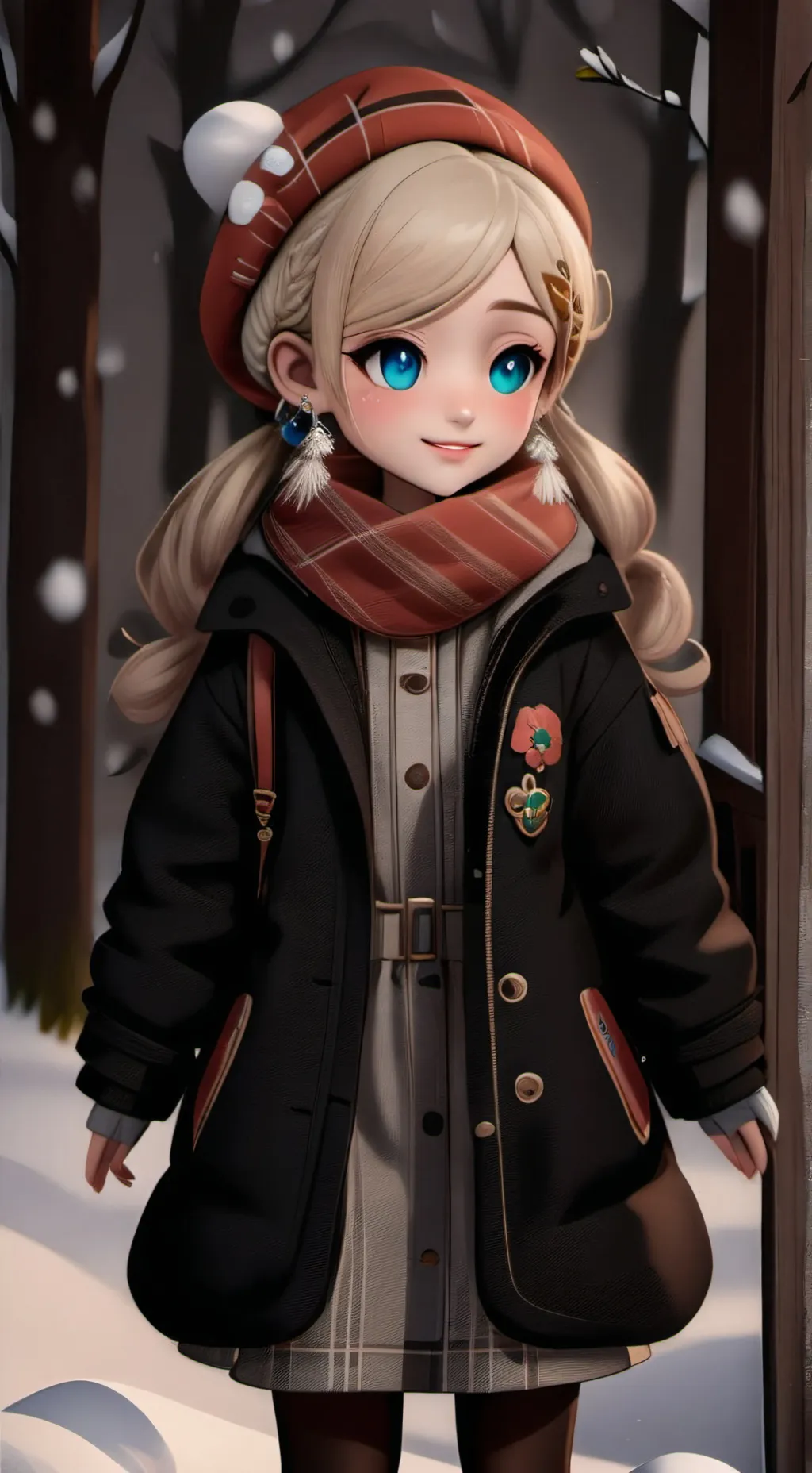 ai character: snow timeeee background